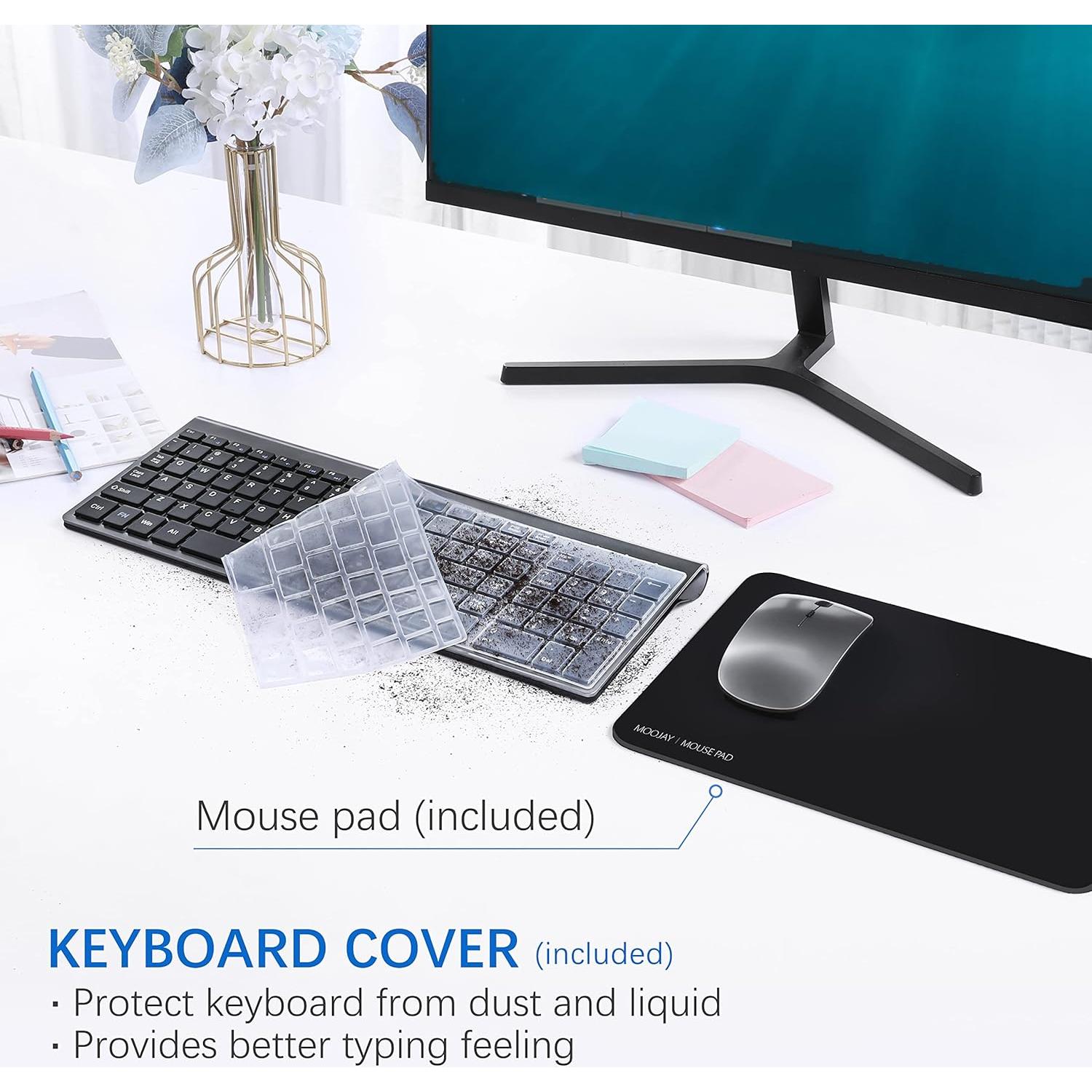 Combo Teclado y Ratón Inalámbricos MOOJAY Silencioso Gris