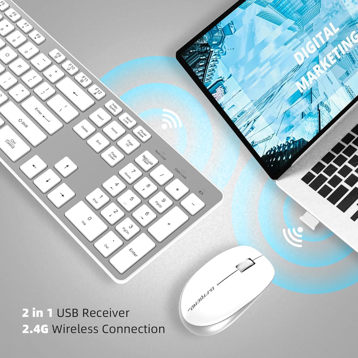 Combo Teclado y Ratón Inalámbrico BFRIENDit Plata 2.4GHz