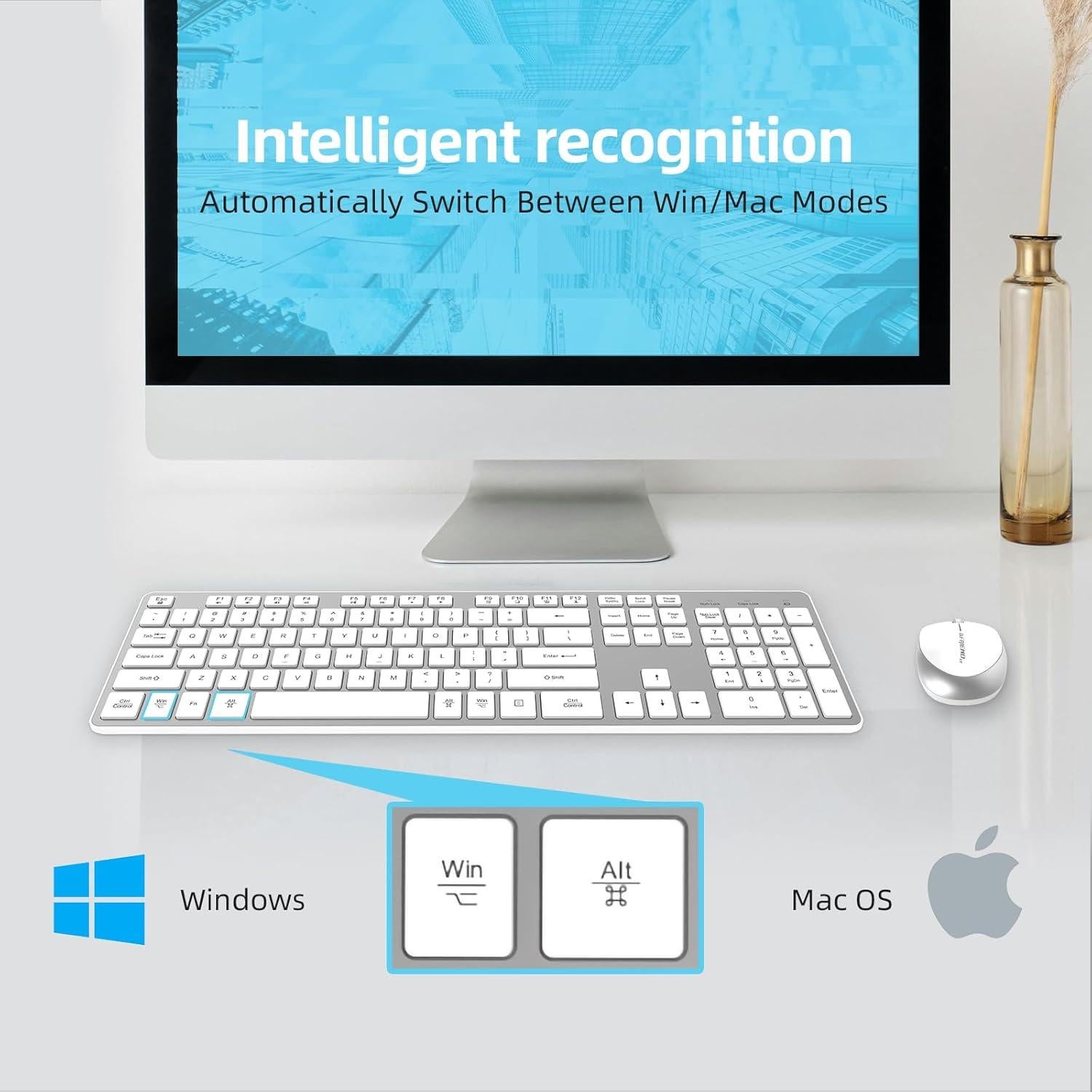 Combo Teclado y Ratón Inalámbrico BFRIENDit Plata 2.4GHz