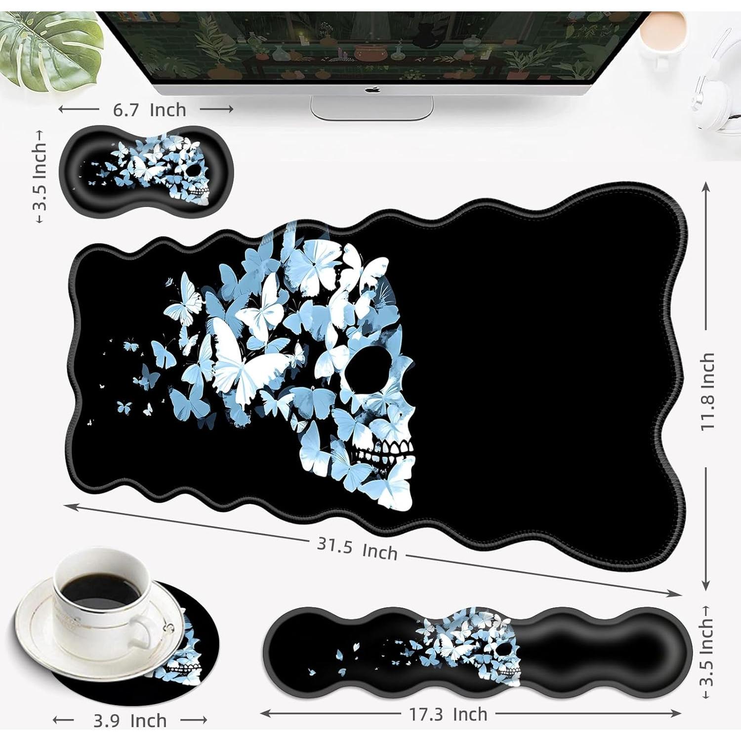 Alfombrilla de escritorio 4 en 1 EFGWSDER Calavera de mariposa