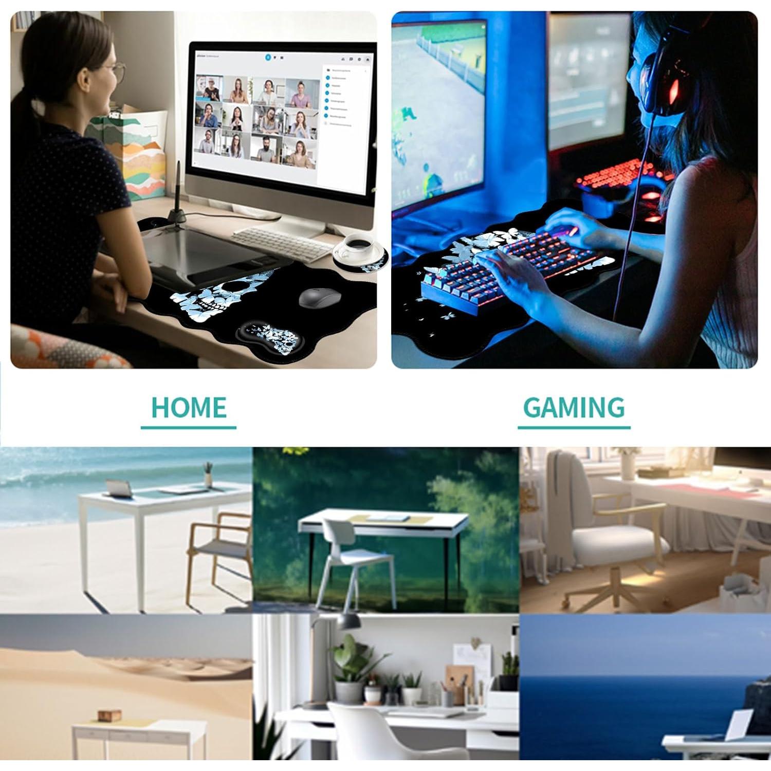 Alfombrilla de escritorio 4 en 1 EFGWSDER Calavera de mariposa