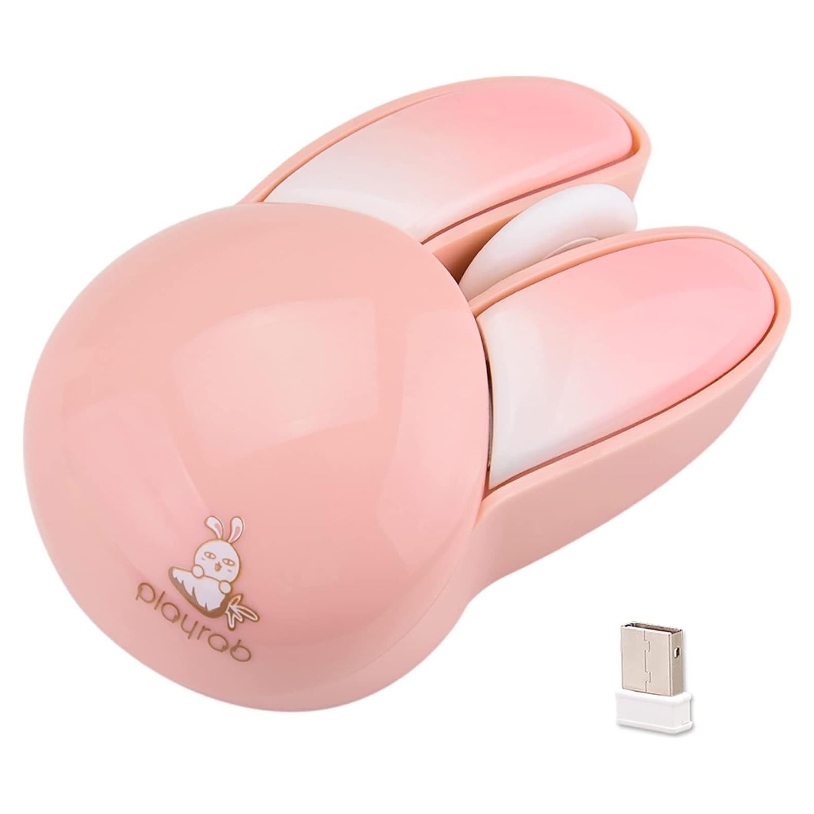 Ratón Inalámbrico Lomiluskr Conejito Rosa 1200 DPI Silencioso