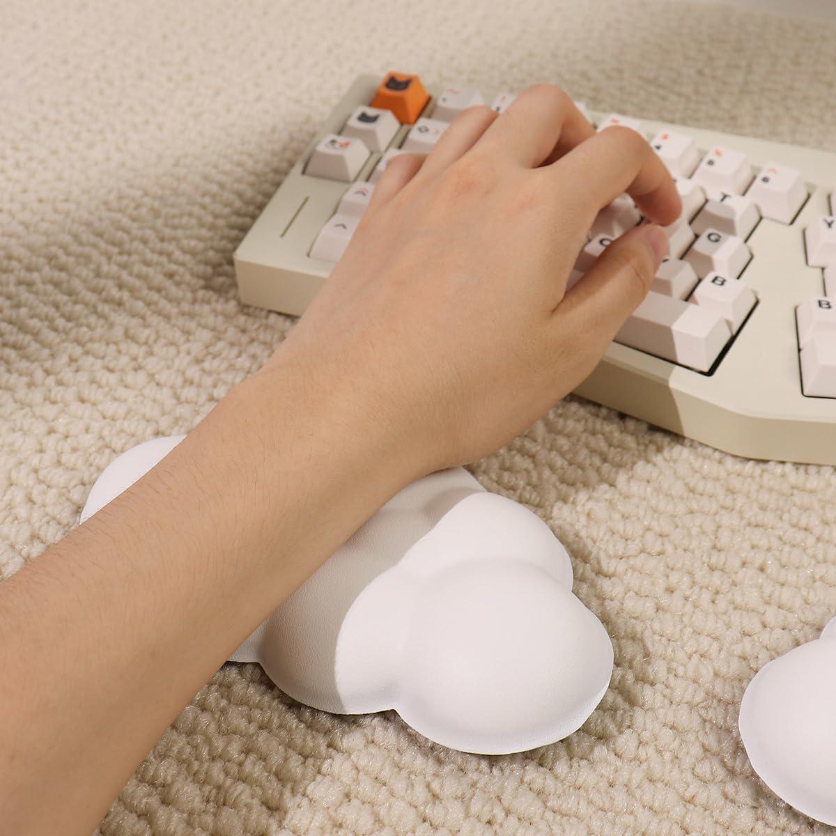 Cojín Reposamuñecas Ergonómico Hunfuthr PU Cuero Blanco 2 Piezas