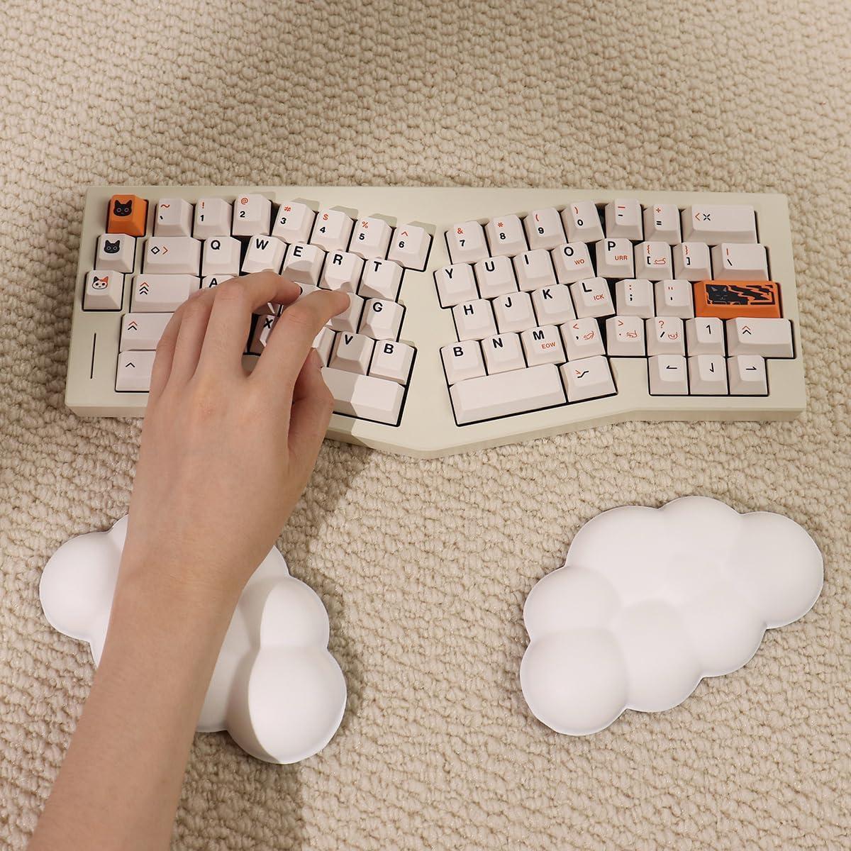 Cojín Reposamuñecas Ergonómico Hunfuthr PU Cuero Blanco 2 Piezas