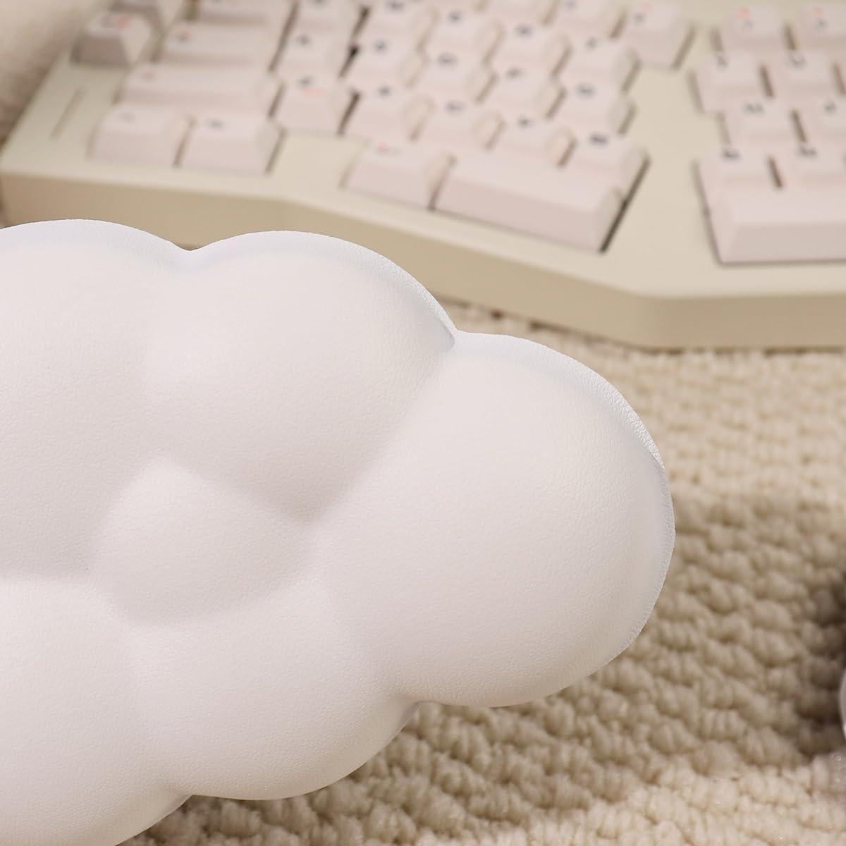 Cojín Reposamuñecas Ergonómico Hunfuthr PU Cuero Blanco 2 Piezas