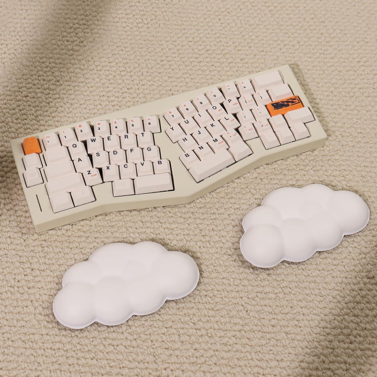 Cojín Reposamuñecas Ergonómico Hunfuthr PU Cuero Blanco 2 Piezas