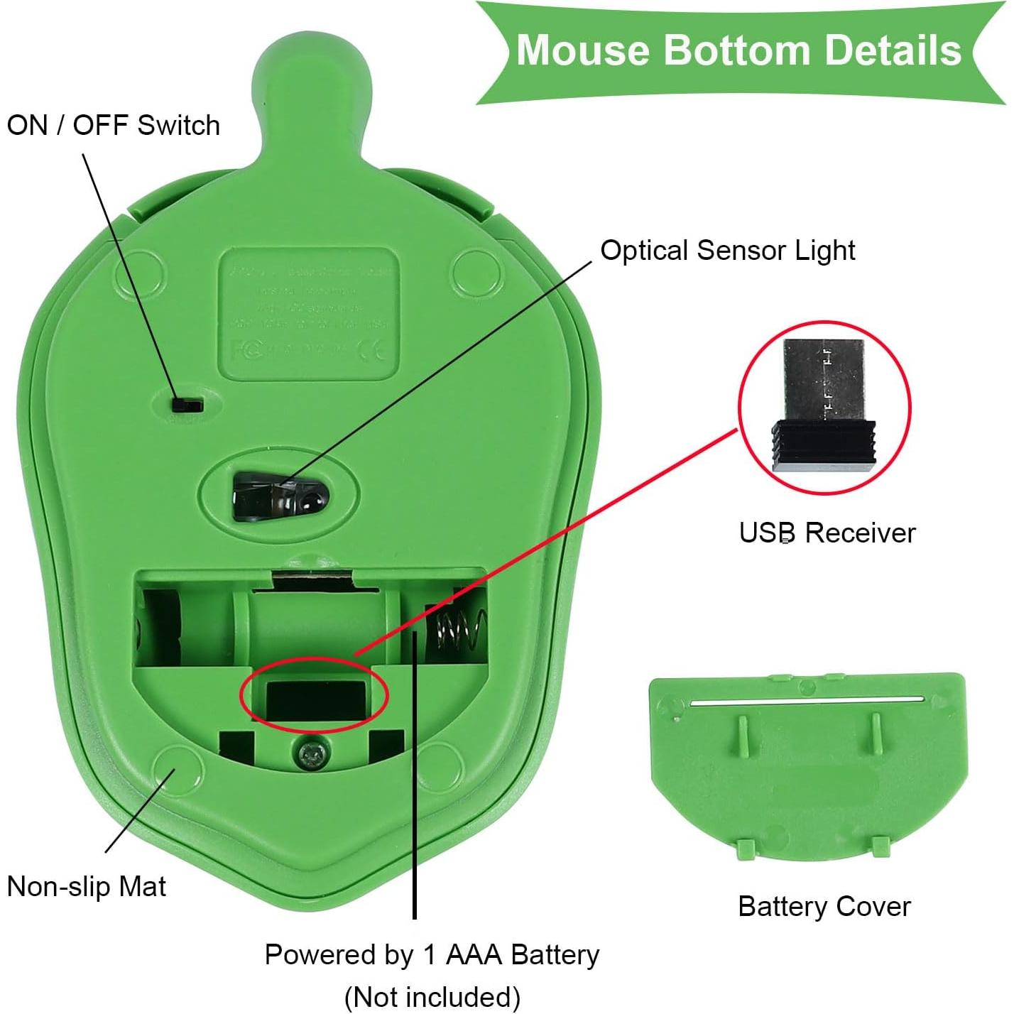 Ratón Inalámbrico Ergonómico Tortuga XINGBAOKEJI 1600 DPI Verde