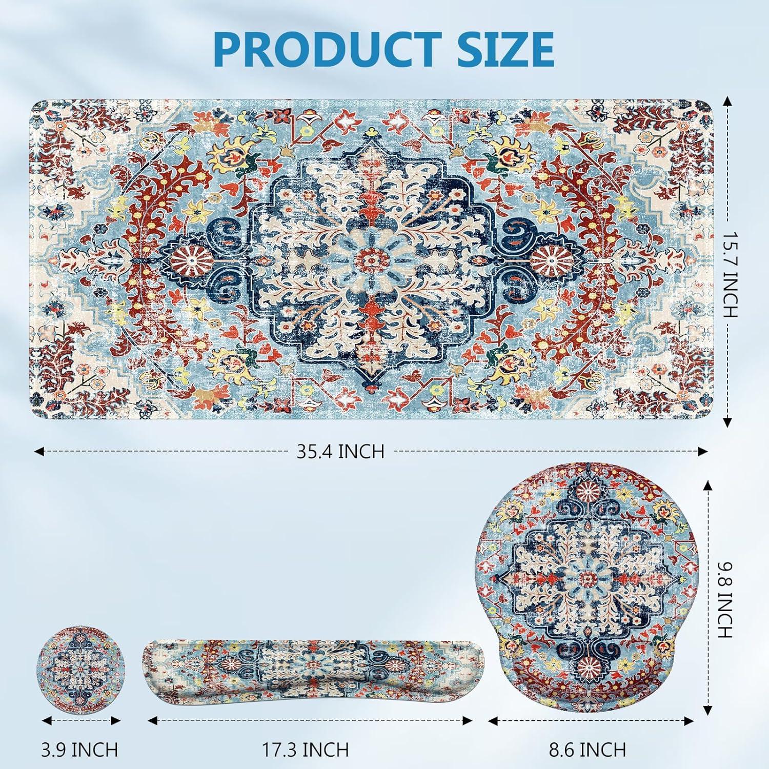Conjunto de Alfombrillas Ergonómicas iLeadon Boho Azul 4 en 1