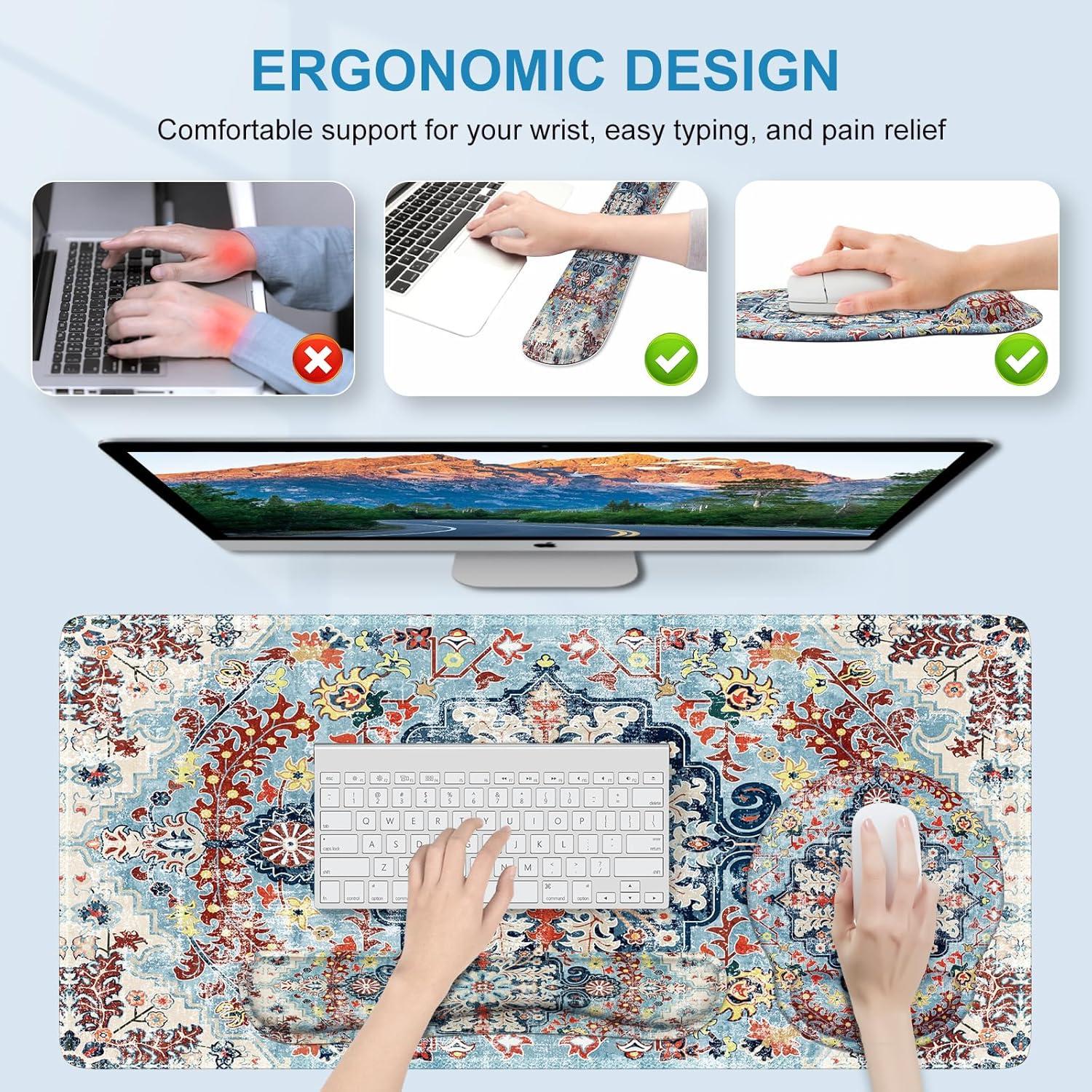 Conjunto de Alfombrillas Ergonómicas iLeadon Boho Azul 4 en 1