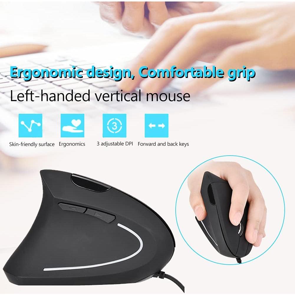 Ratón Vertical Ergonómico USB para Mano Izquierda Wendry 800/1200/1600 DPI