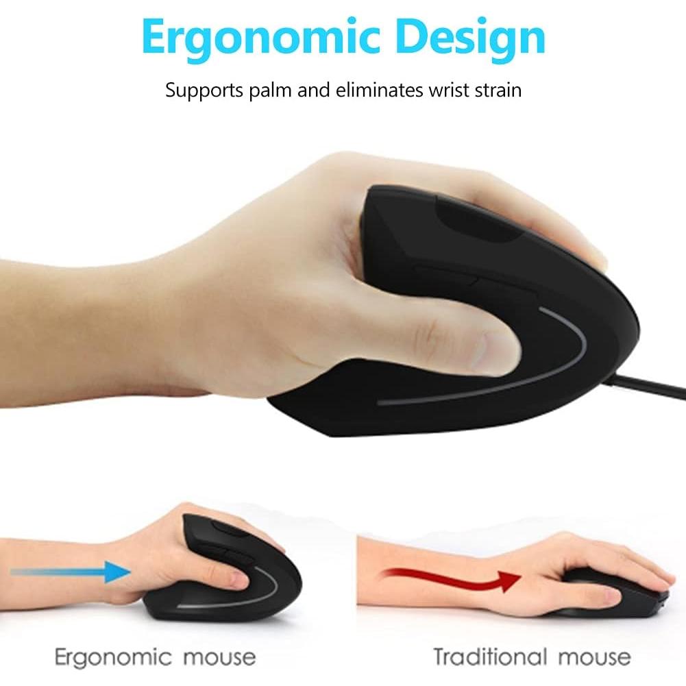 Ratón Vertical Ergonómico USB para Mano Izquierda Wendry 800/1200/1600 DPI