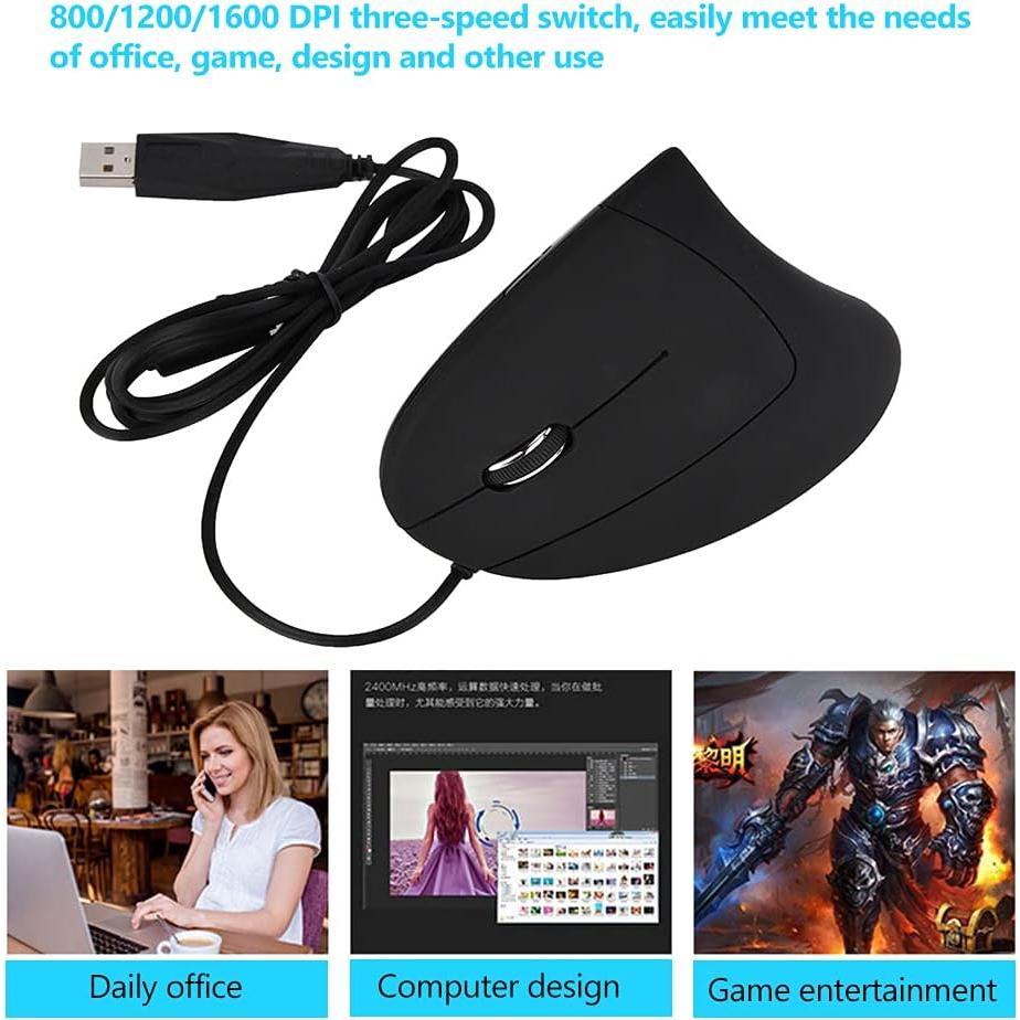 Ratón Vertical Ergonómico USB para Mano Izquierda Wendry 800/1200/1600 DPI