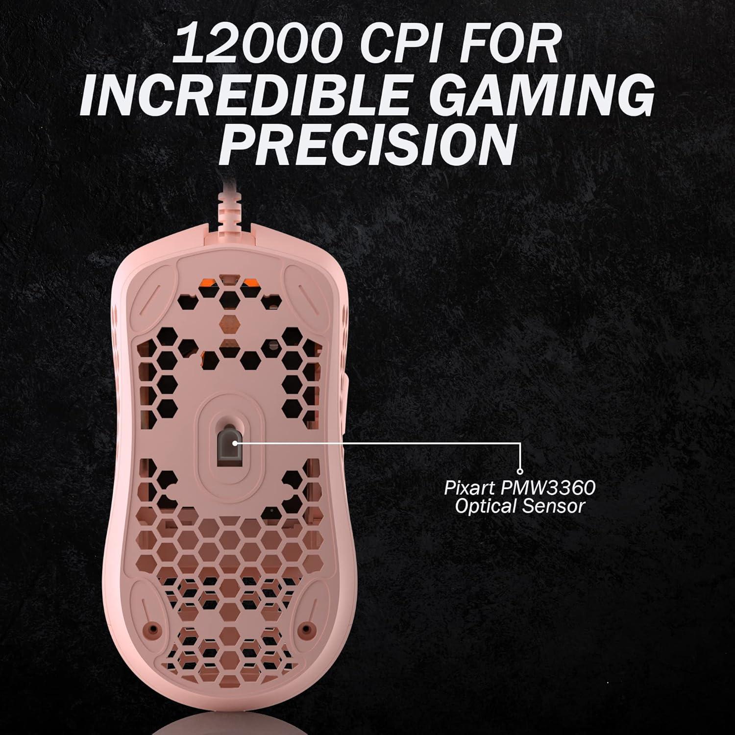 Ratón Gaming HK Gaming Mira S RGB Ultra Ligero 61g 12000 CPI