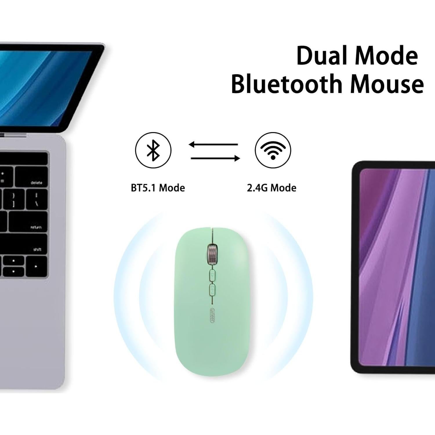 Ratón Inalámbrico Bluetooth Uineer M1LBS Recargable Verde