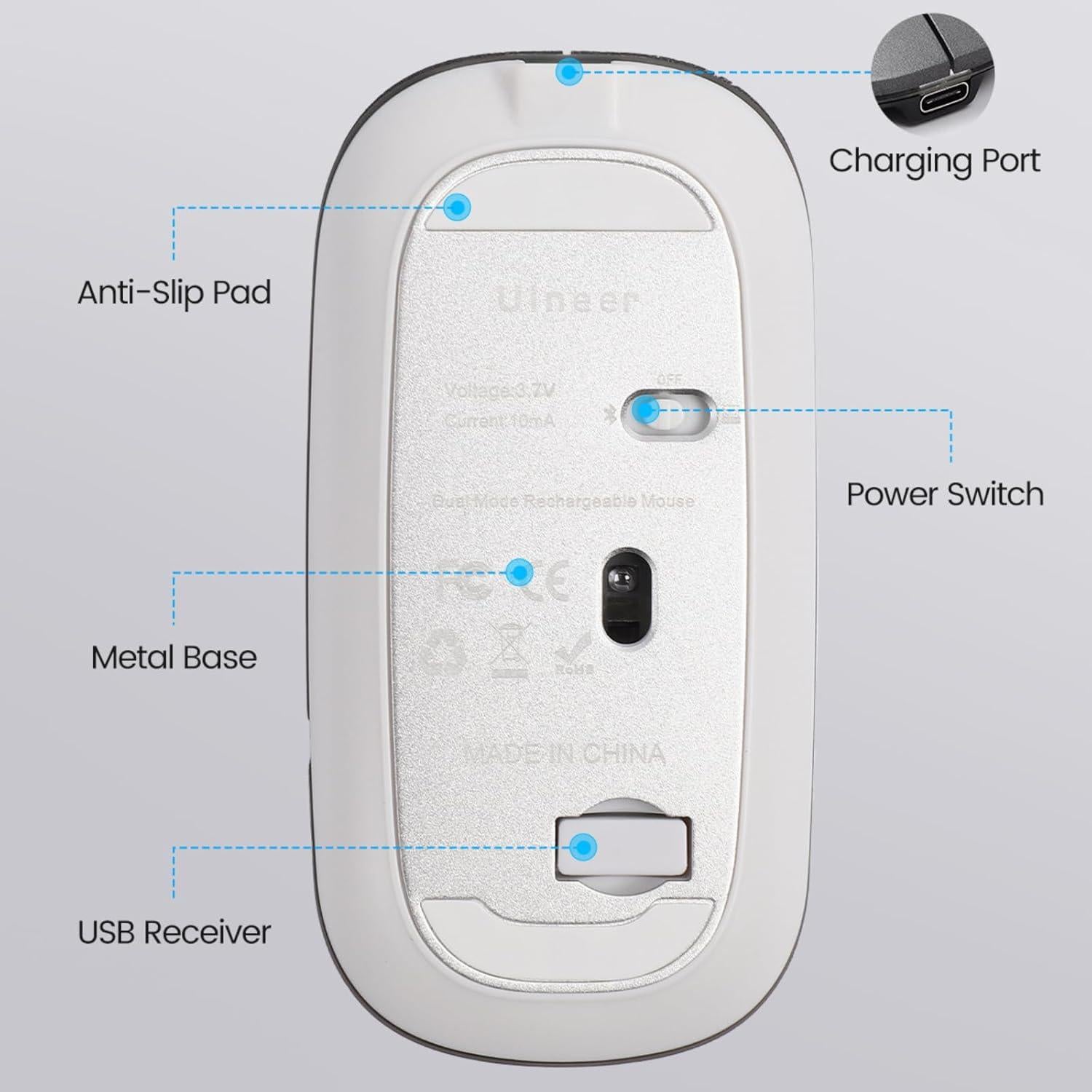 Ratón Inalámbrico Bluetooth Uineer M1LBS Recargable Verde