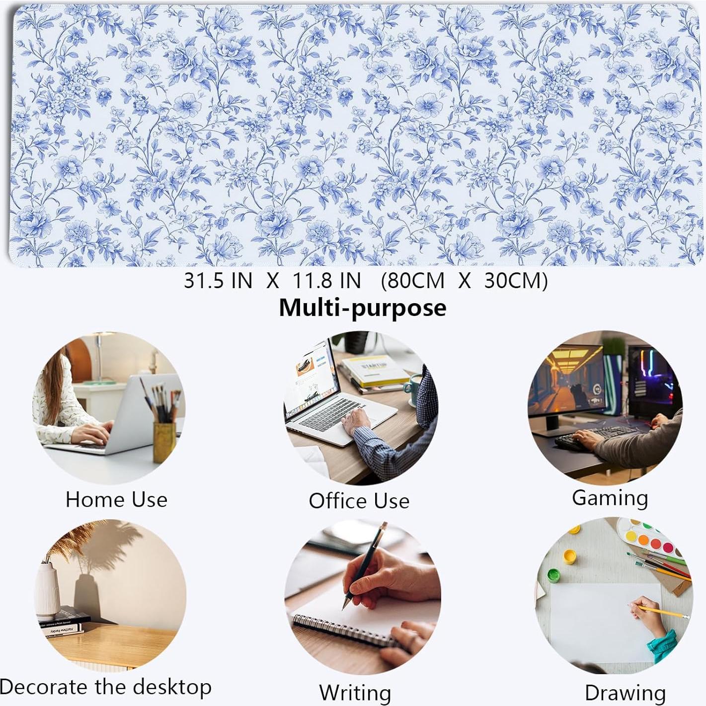 Alfombrilla de Ratón PaJiaNi Floral Azul 800x300 mm