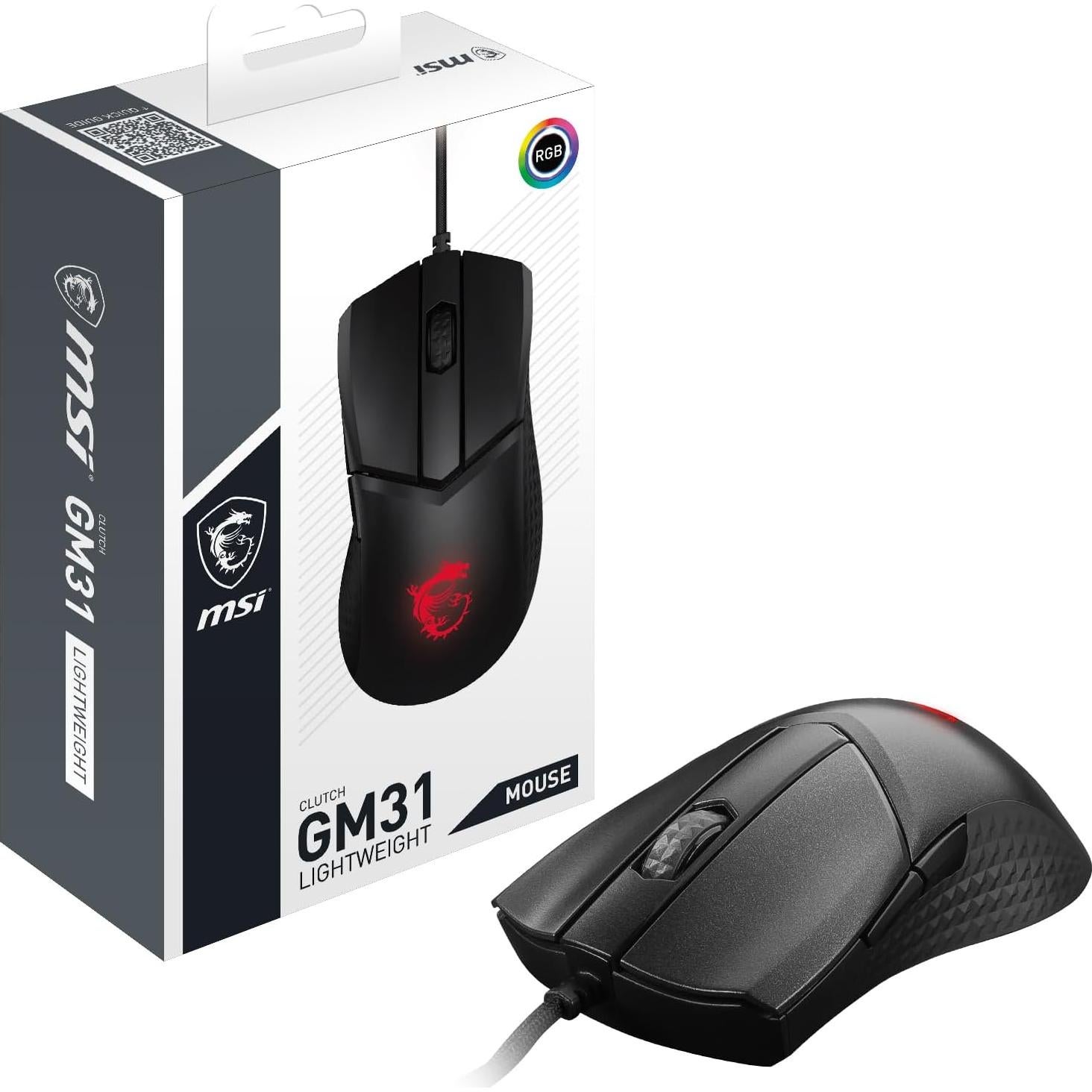 Ratón Gaming MSI Clutch GM31 Ligero 58g con Cable