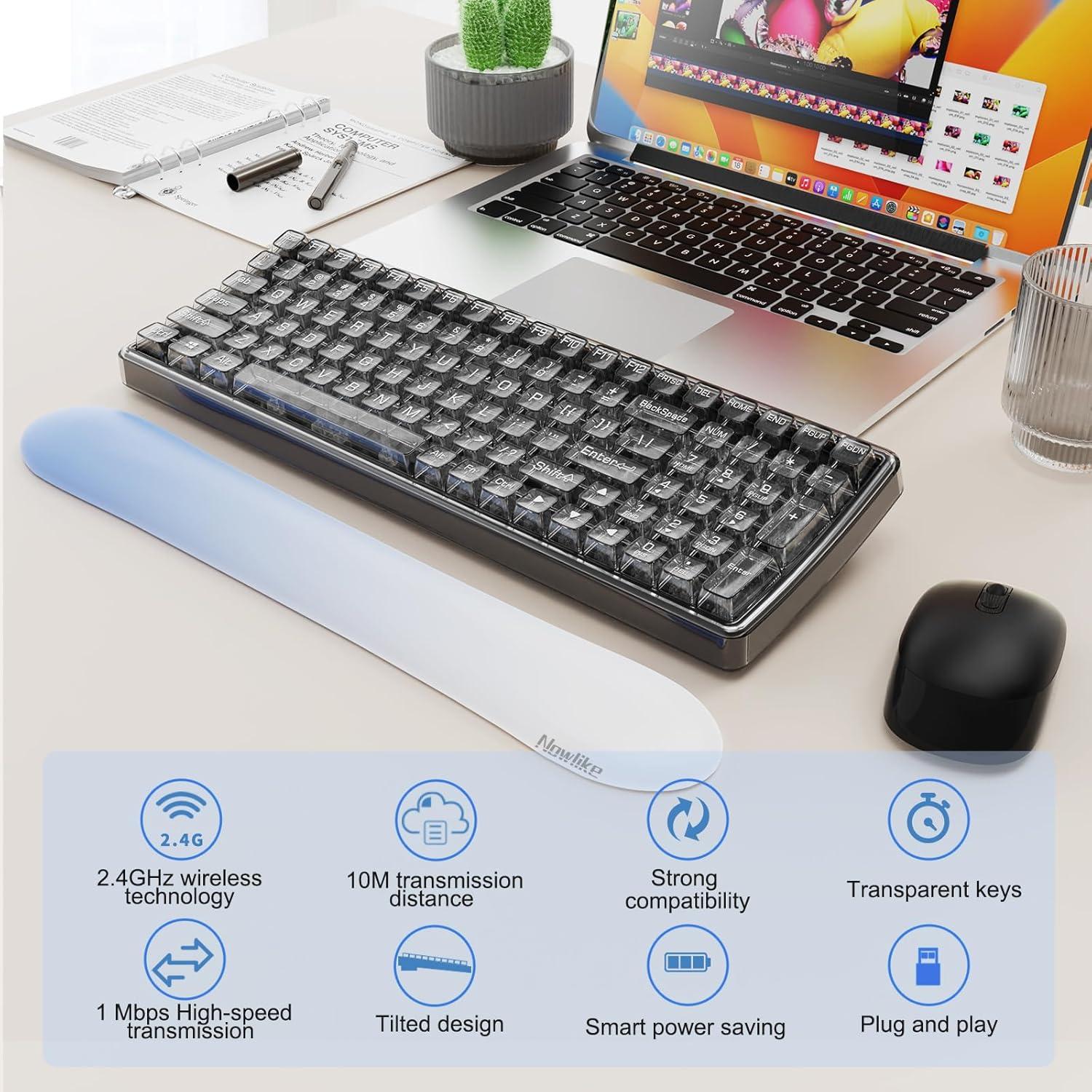 Combo Teclado y Ratón Inalámbrico Nowlike Ergonomico Negro