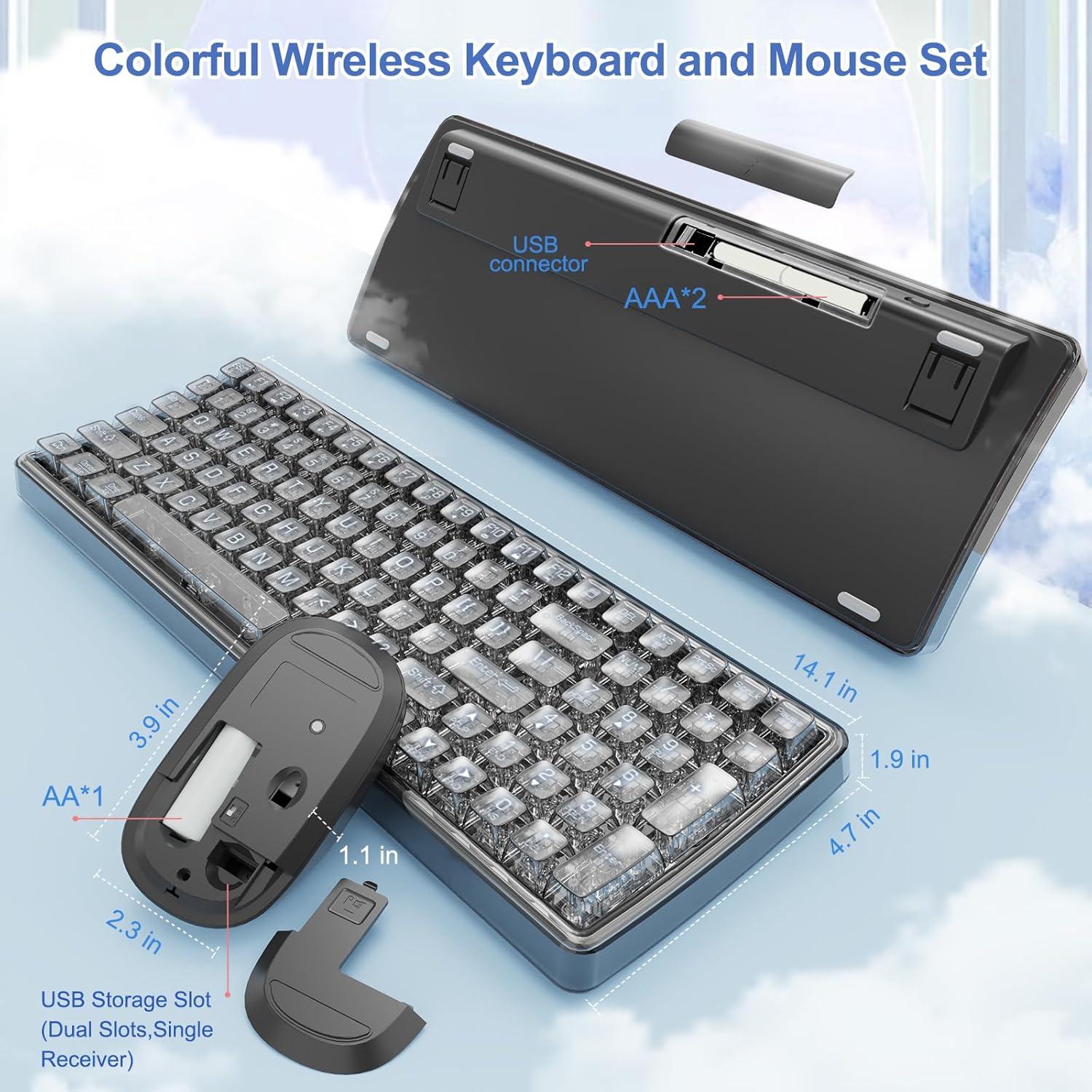 Combo Teclado y Ratón Inalámbrico Nowlike Ergonomico Negro