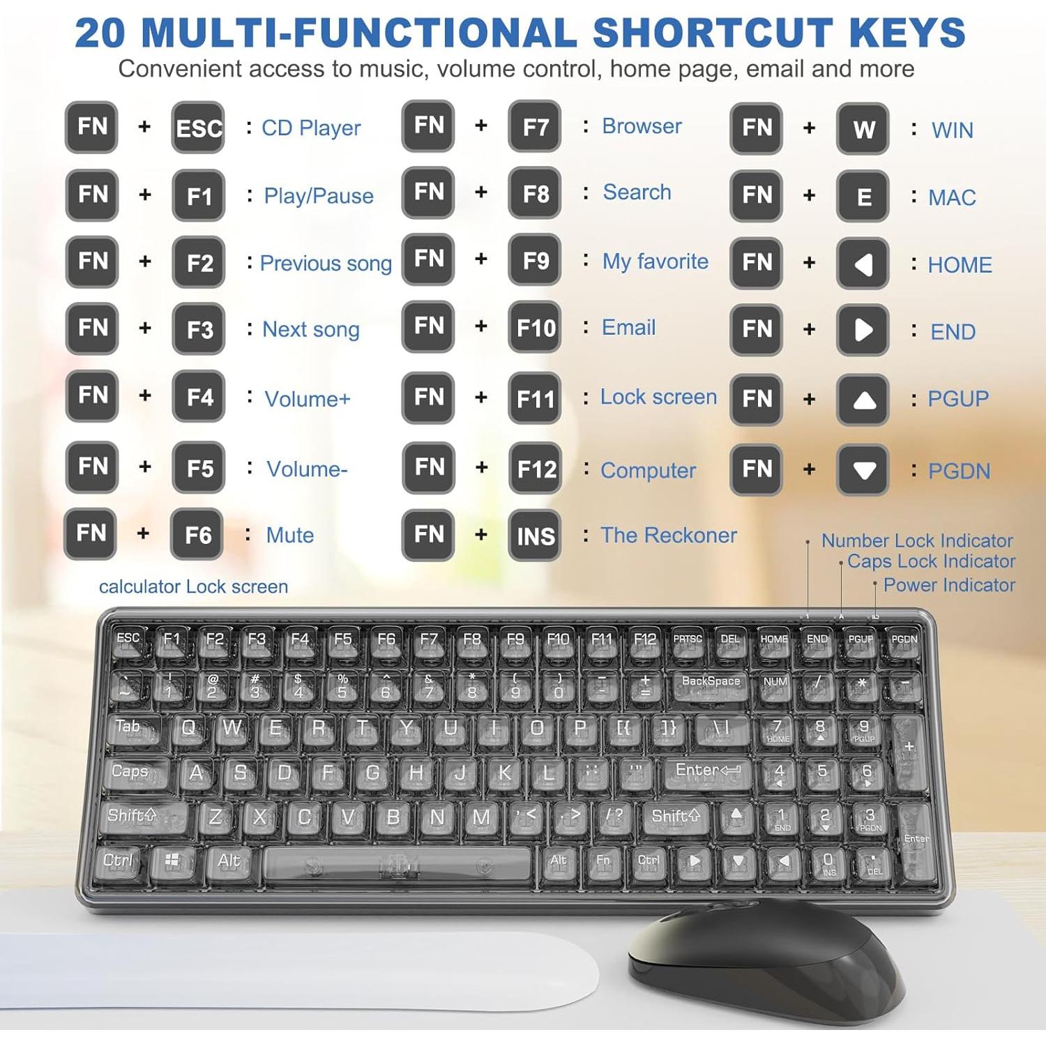 Combo Teclado y Ratón Inalámbrico Nowlike Ergonomico Negro
