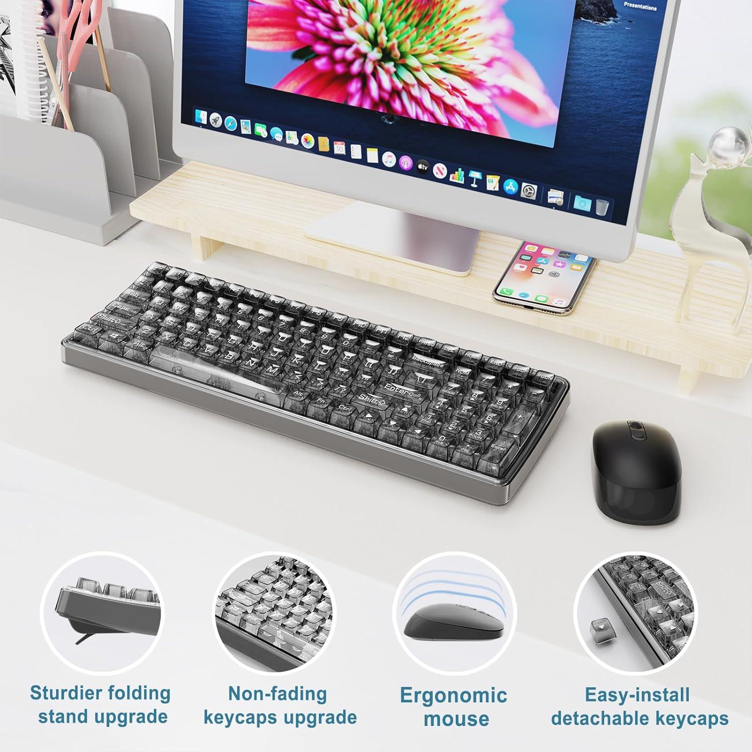 Combo Teclado y Ratón Inalámbrico Nowlike Ergonomico Negro