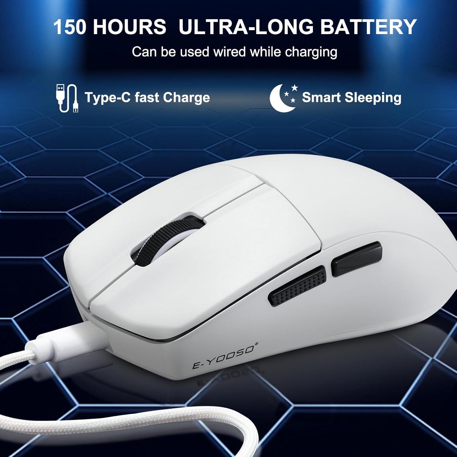 Ratón Gaming Inalámbrico E-YOOSO 4K, 53g, 26000 DPI, Ergonómico