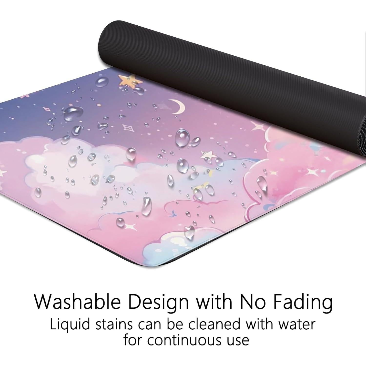 Alfombrilla de Ratón WFCYGL Nube Rosa Estrellas Grande 80x40cm