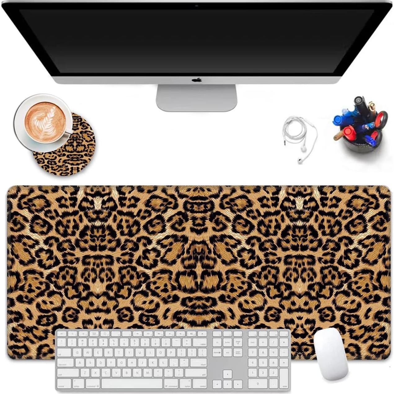 Alfombrilla de Ratón Grande ZISKGZO Estampado Leopardo 80x30cm