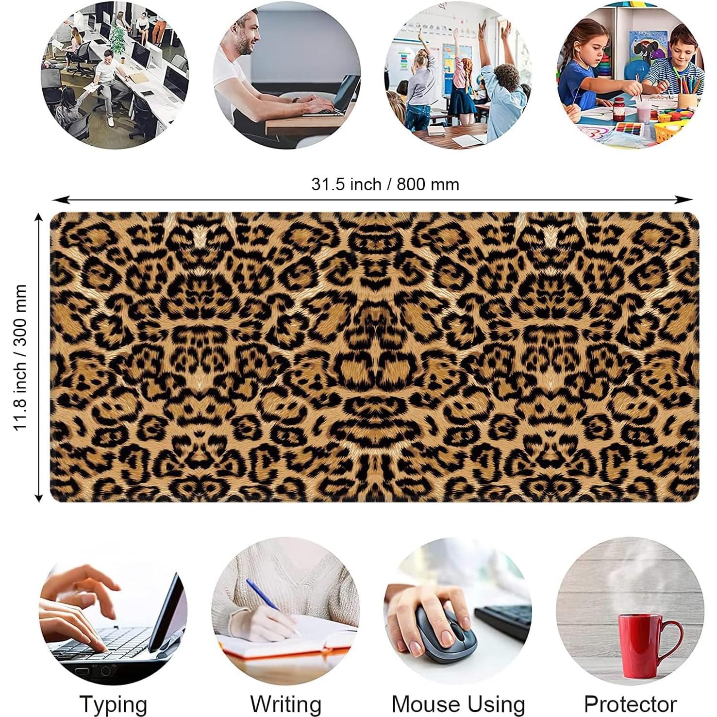 Alfombrilla de Ratón Grande ZISKGZO Estampado Leopardo 80x30cm