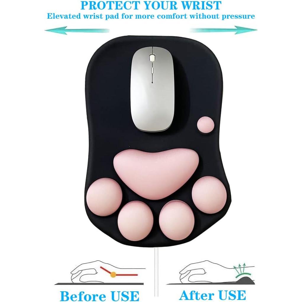 Alfombrilla de Ratón WESAPPINC Patas de Gato Ergonómica 27.1x19.8 cm