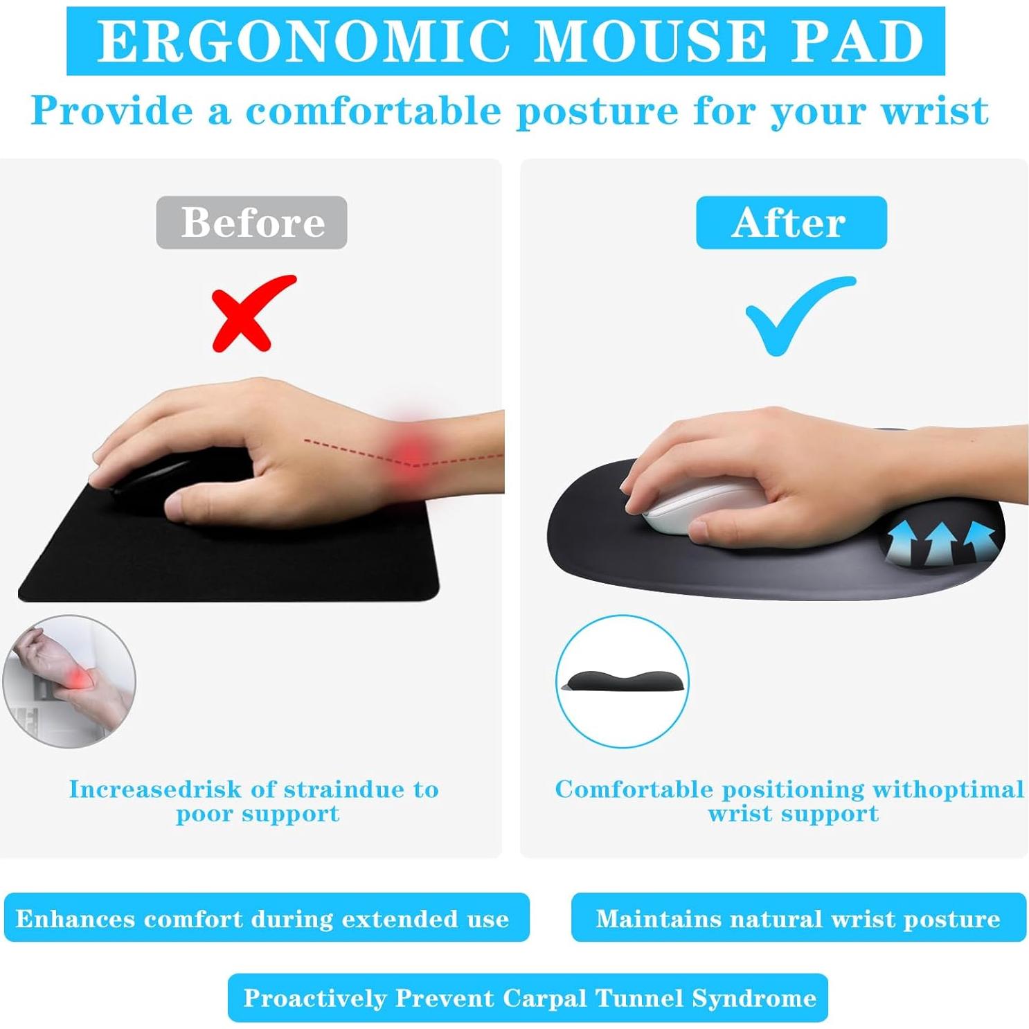 Alfombrilla de Ratón Ergonómica CFHYZAZNCL con Gel Negro