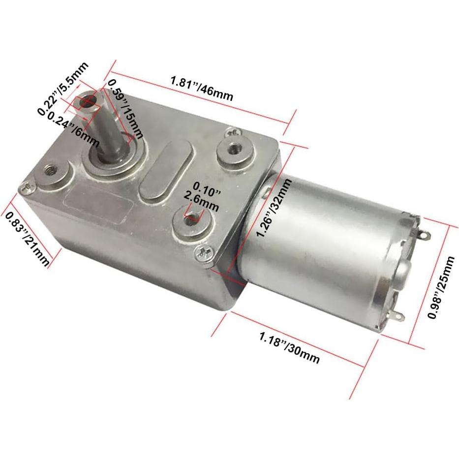 Motor de Engranaje de Gusano BRINGSMART 12V 40rpm 4.5kg.cm