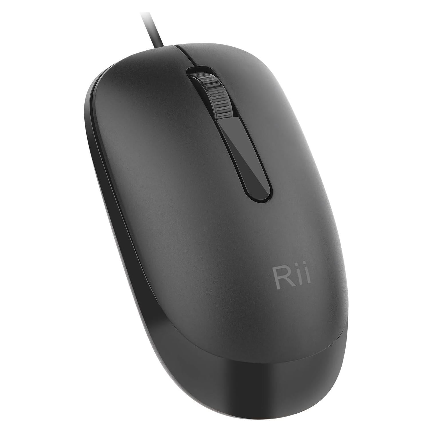 Ratón USB con Cable Rii 1200 DPI Compacto y Silencioso