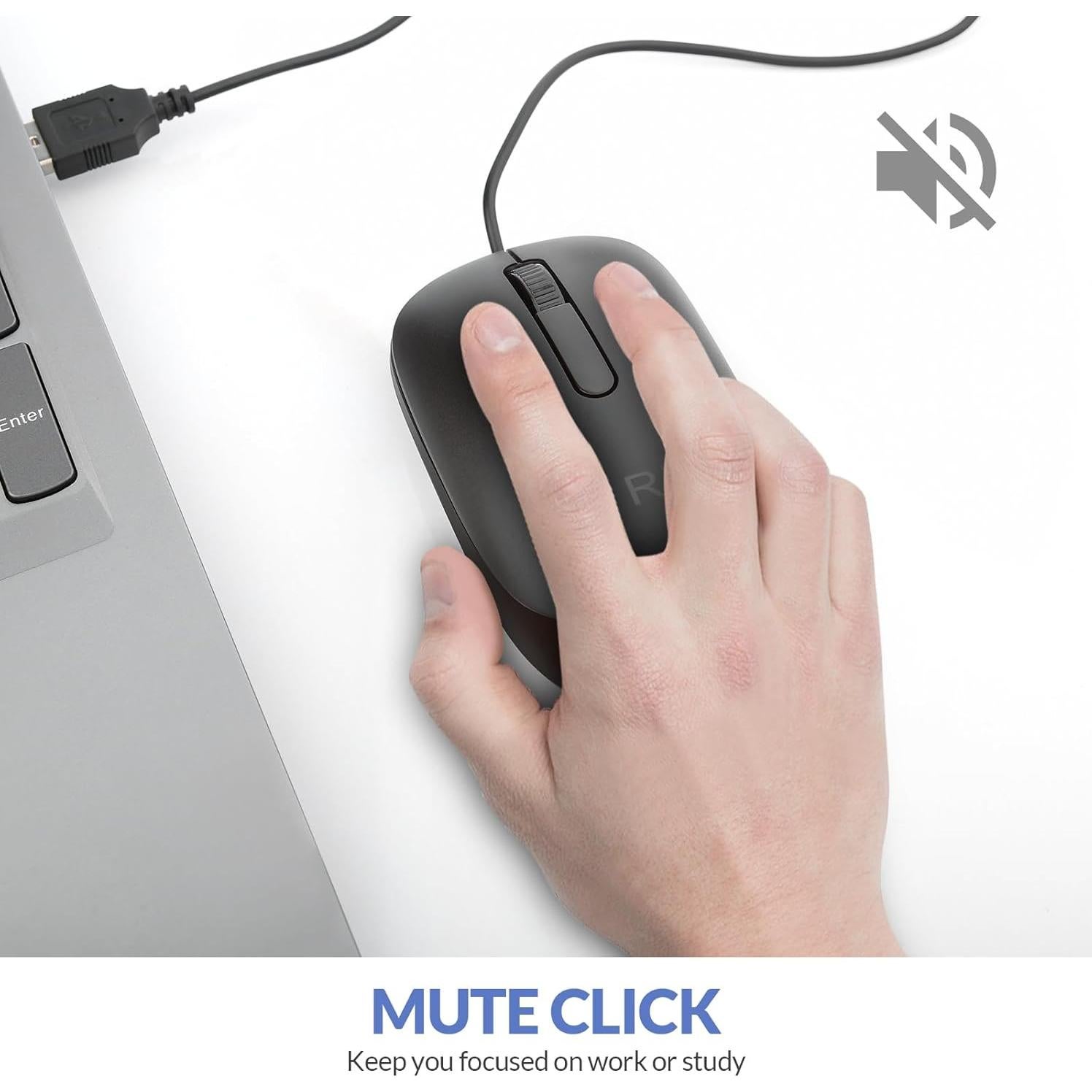 Ratón USB con Cable Rii 1200 DPI Compacto y Silencioso