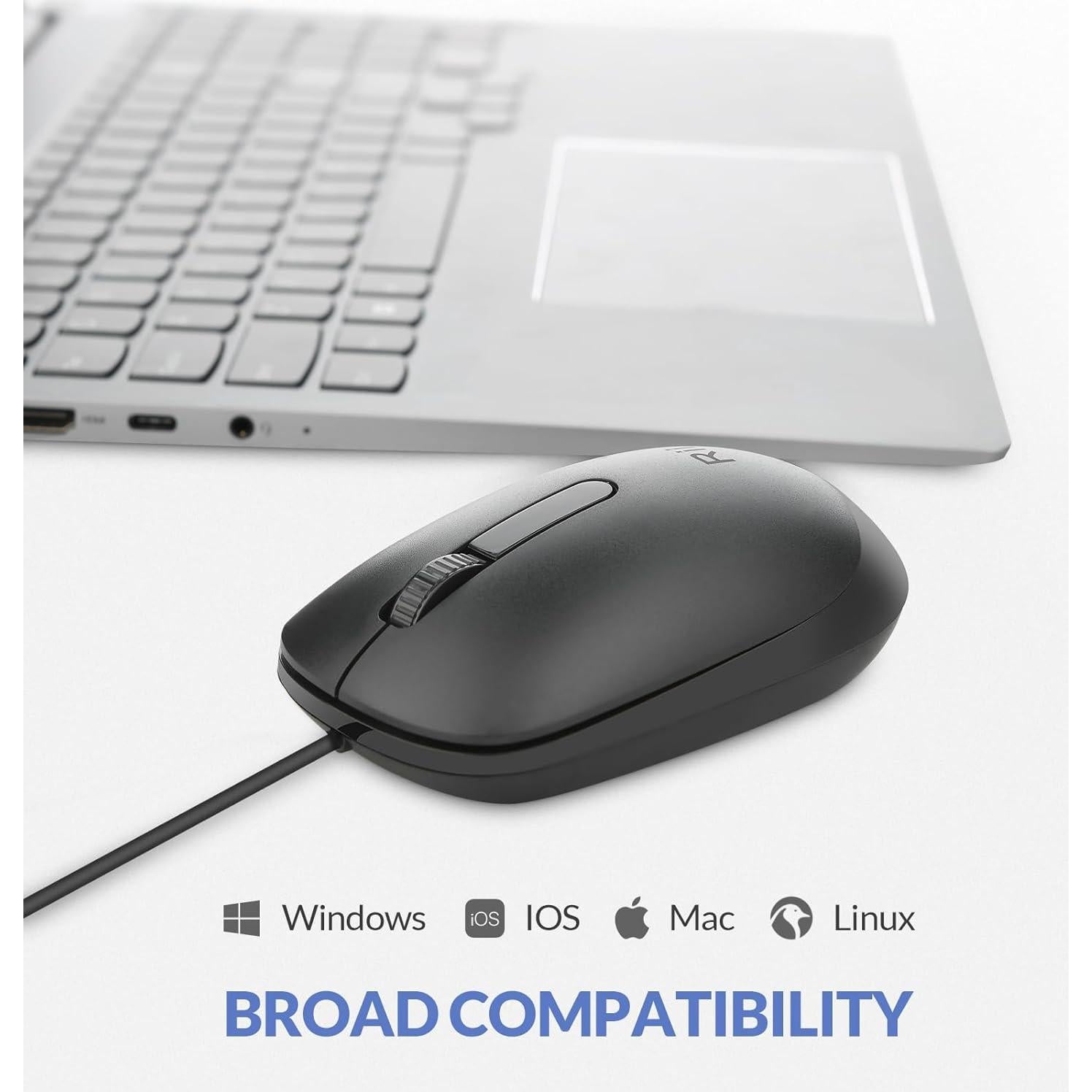 Ratón USB con Cable Rii 1200 DPI Compacto y Silencioso