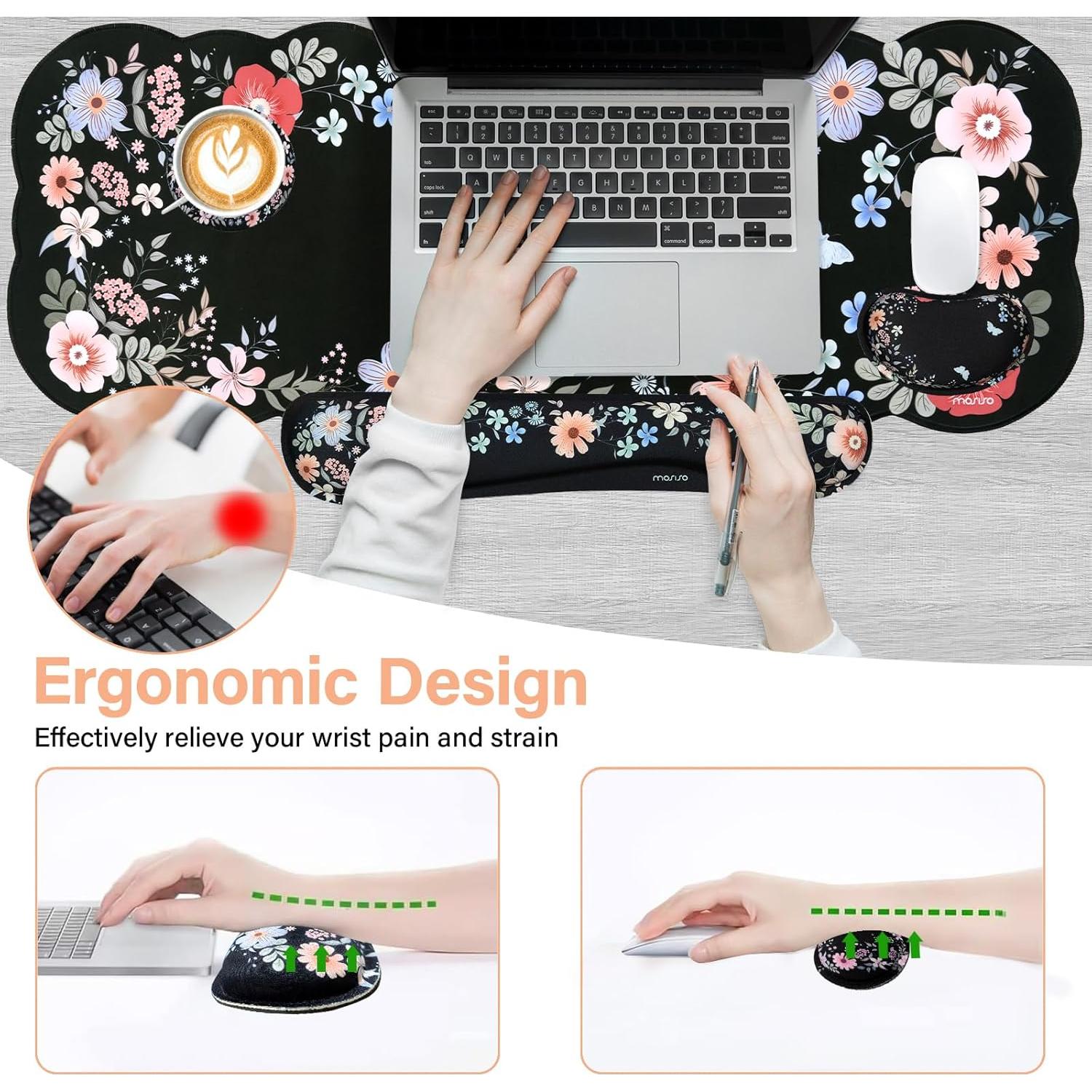 Conjunto de Reposamuñecas Ergonómico MOSISO con Alfombrilla Grande