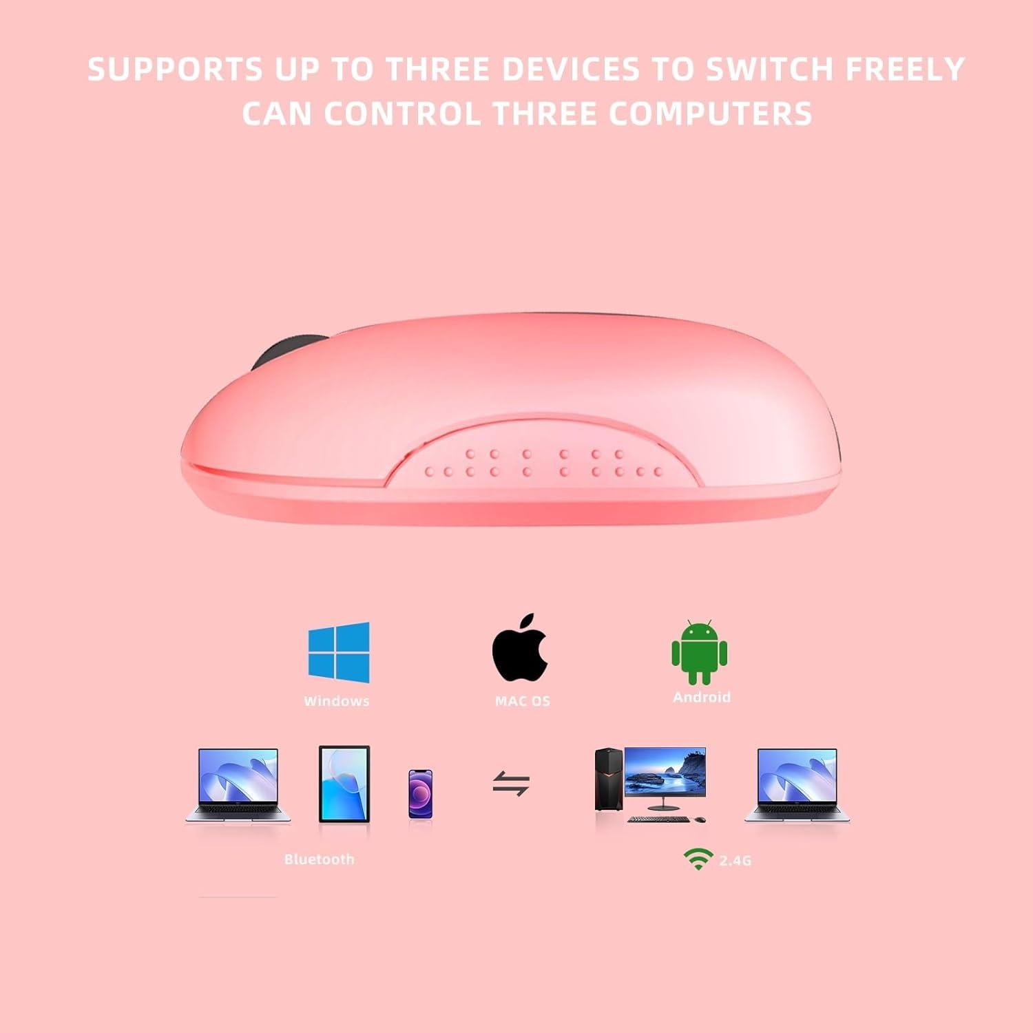 Ratón Inalámbrico ONE-UP Rosa 2.4G Bluetooth 5.0 Silencioso