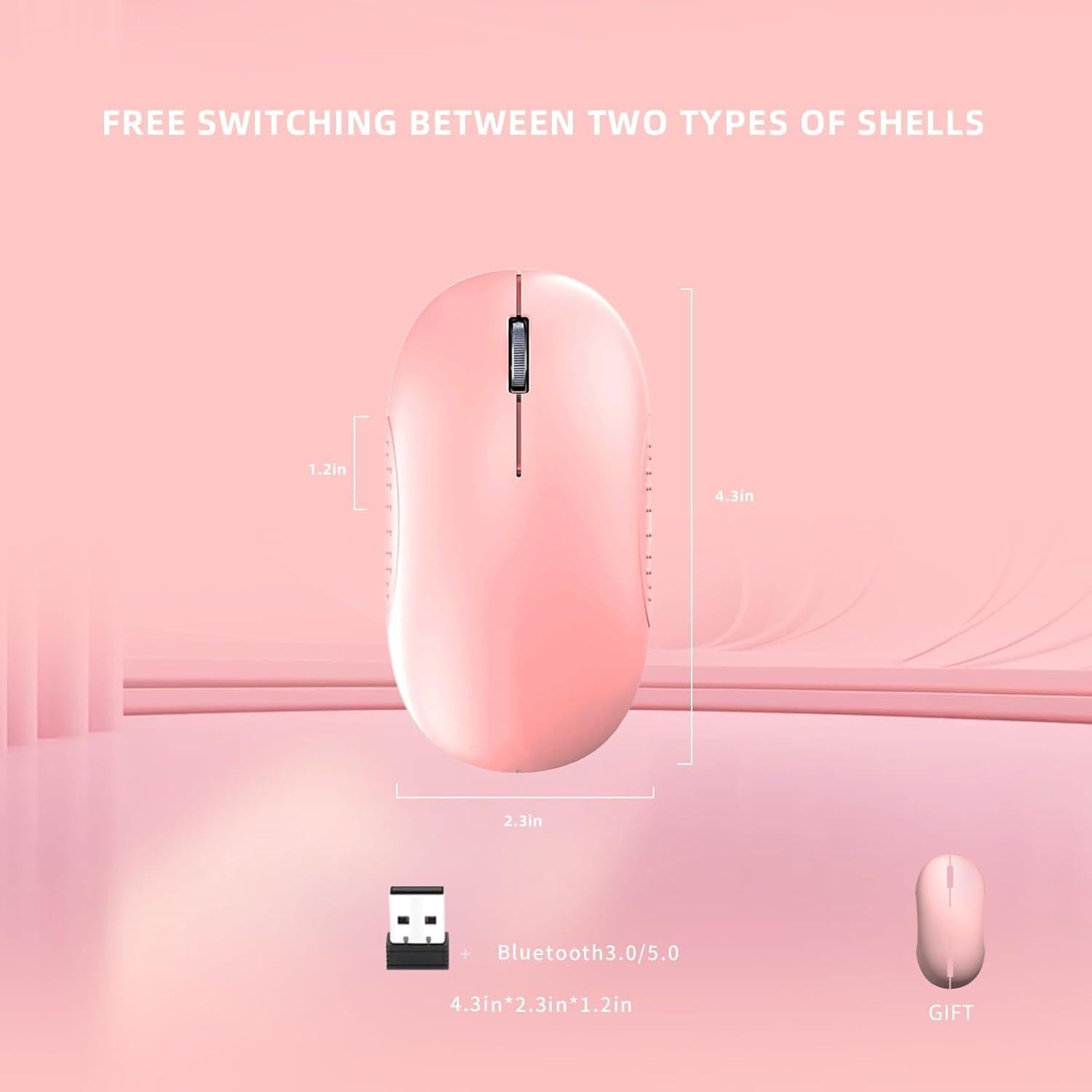 Ratón Inalámbrico ONE-UP Rosa 2.4G Bluetooth 5.0 Silencioso