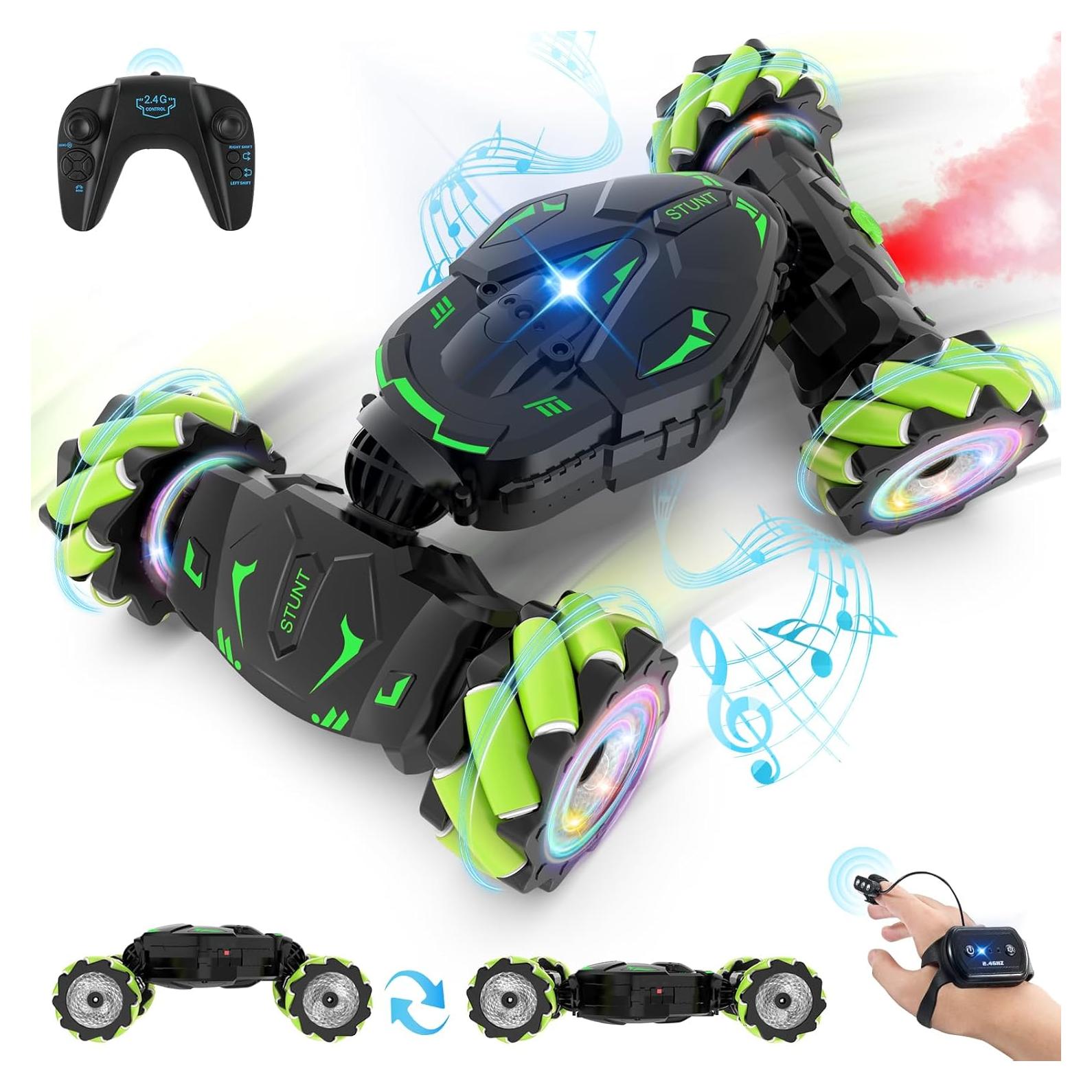 Coche Acrobático RC Pristar Verde-Negro 4WD 360° para Niños