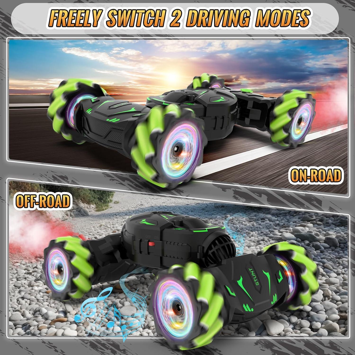 Coche Acrobático RC Pristar Verde-Negro 4WD 360° para Niños