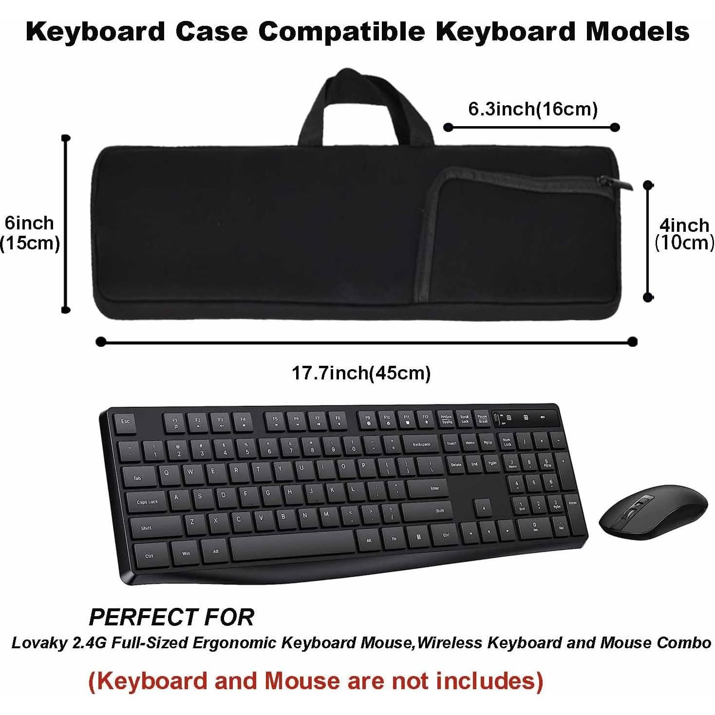 Funda de teclado Lovaky 2.4G ergonómica viaje neopreno