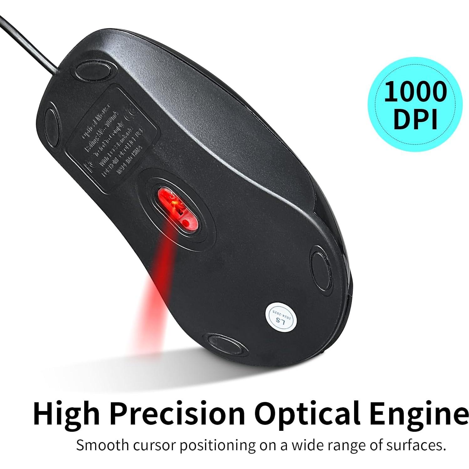 Ratón Óptico PS/2 YORUNOHOSHI 1000 DPI 3 Botones 1.52 m Negro
