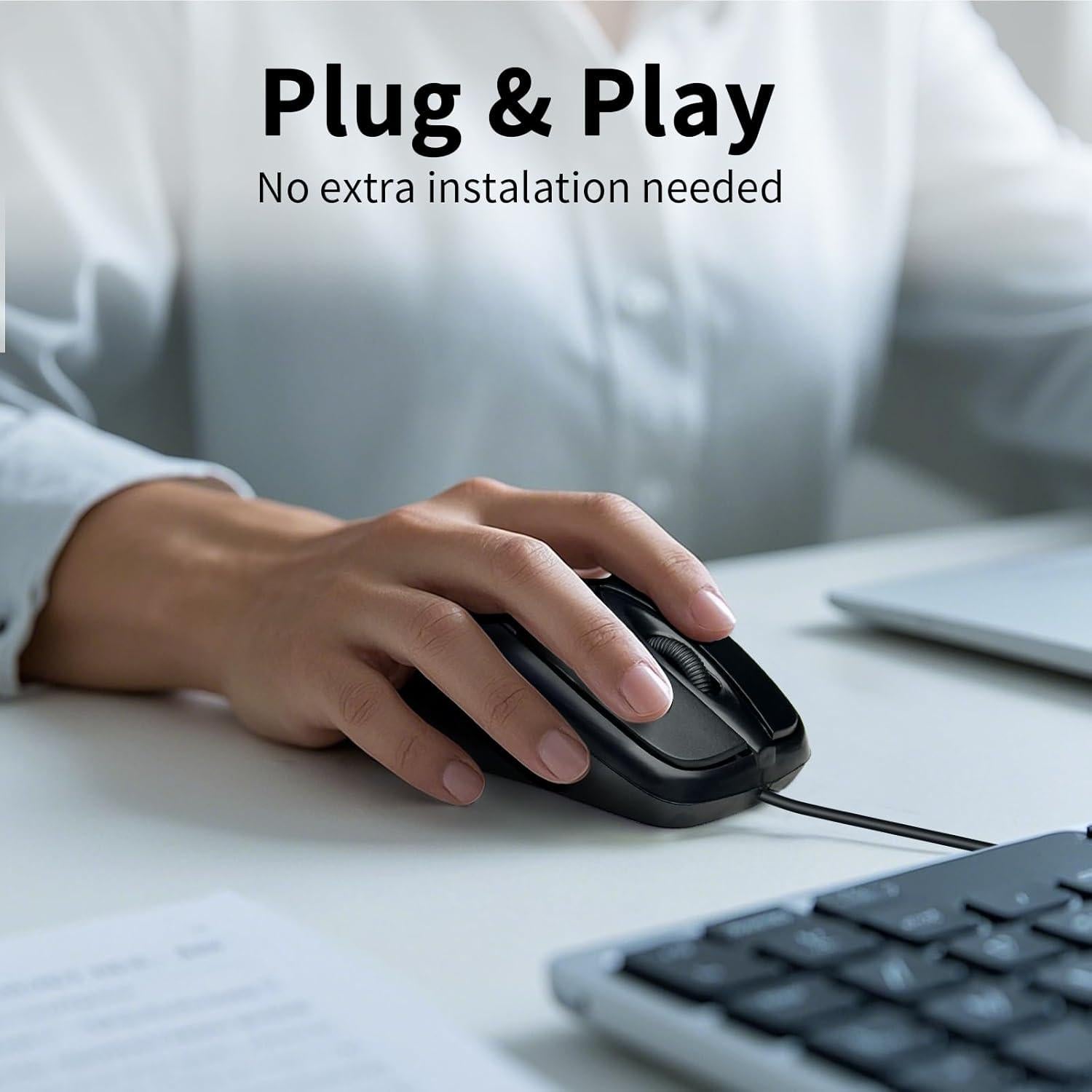 Ratón Óptico PS/2 YORUNOHOSHI 1000 DPI 3 Botones 1.52 m Negro