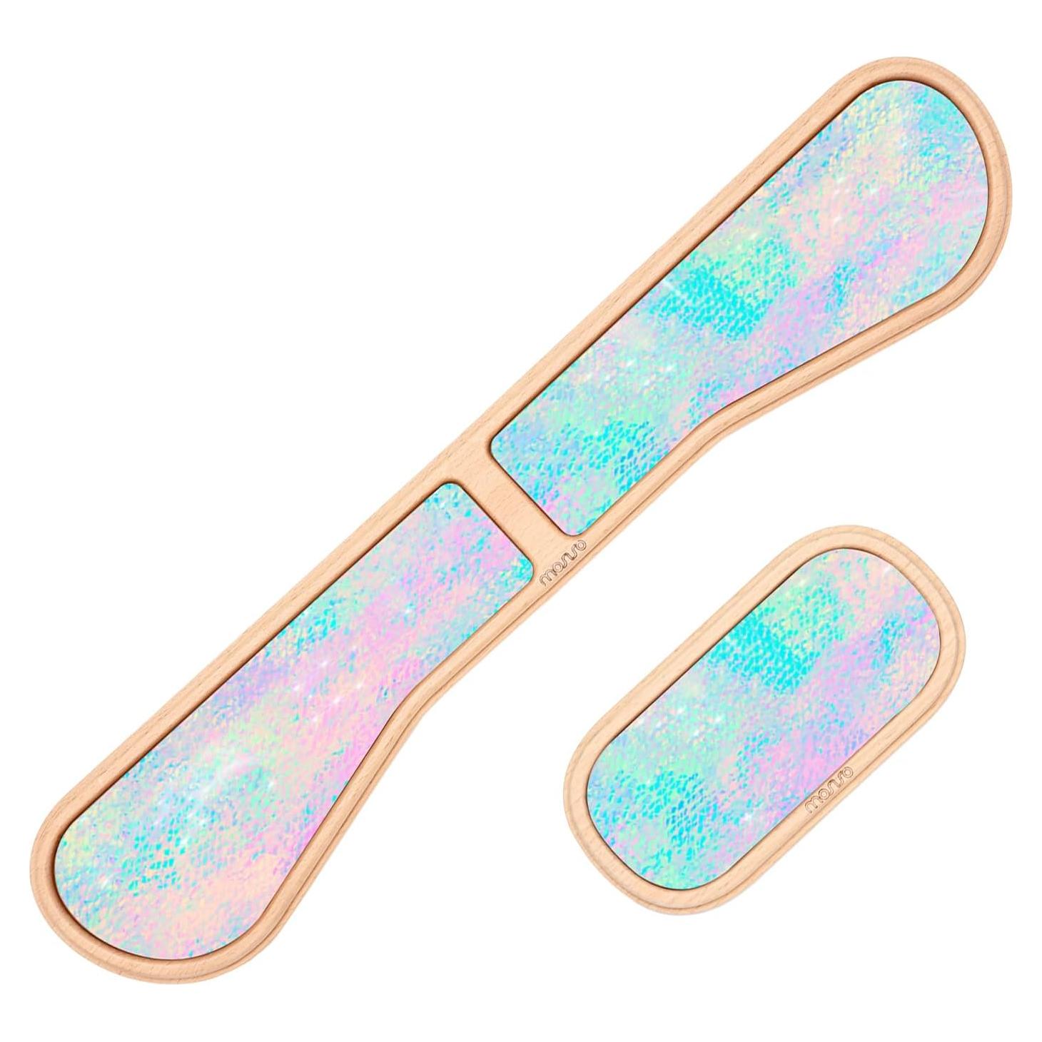 MOSISO Keyboard Wrist Rest Set with Wooden Base&Memory Foam, Ergonomic Keyboard Mouse Wrist Rest Support for Typing, Gaming Pain Relief Pad for Home & Office, Glitter Dazzling Painting