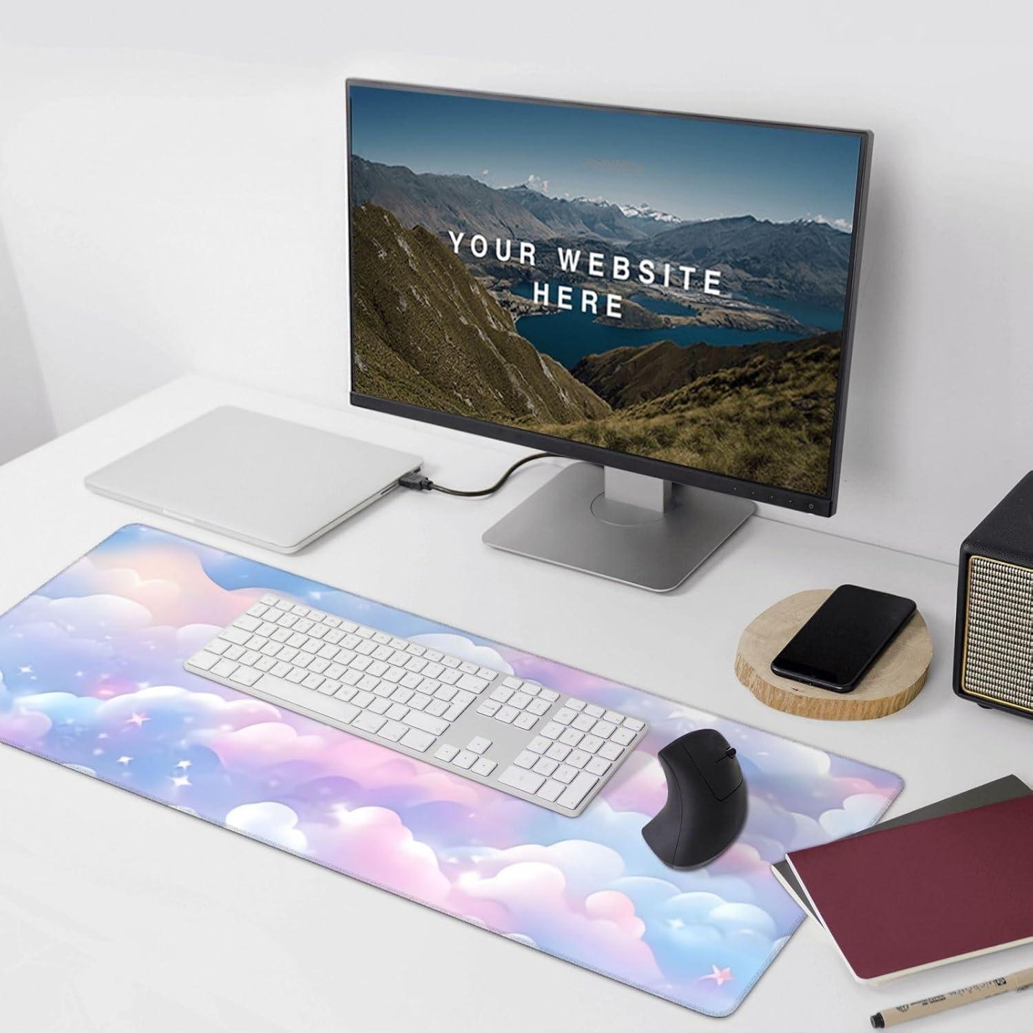 Alfombrilla de Ratón Grande Tangopi Nube Galáctica Rosa 90x40cm