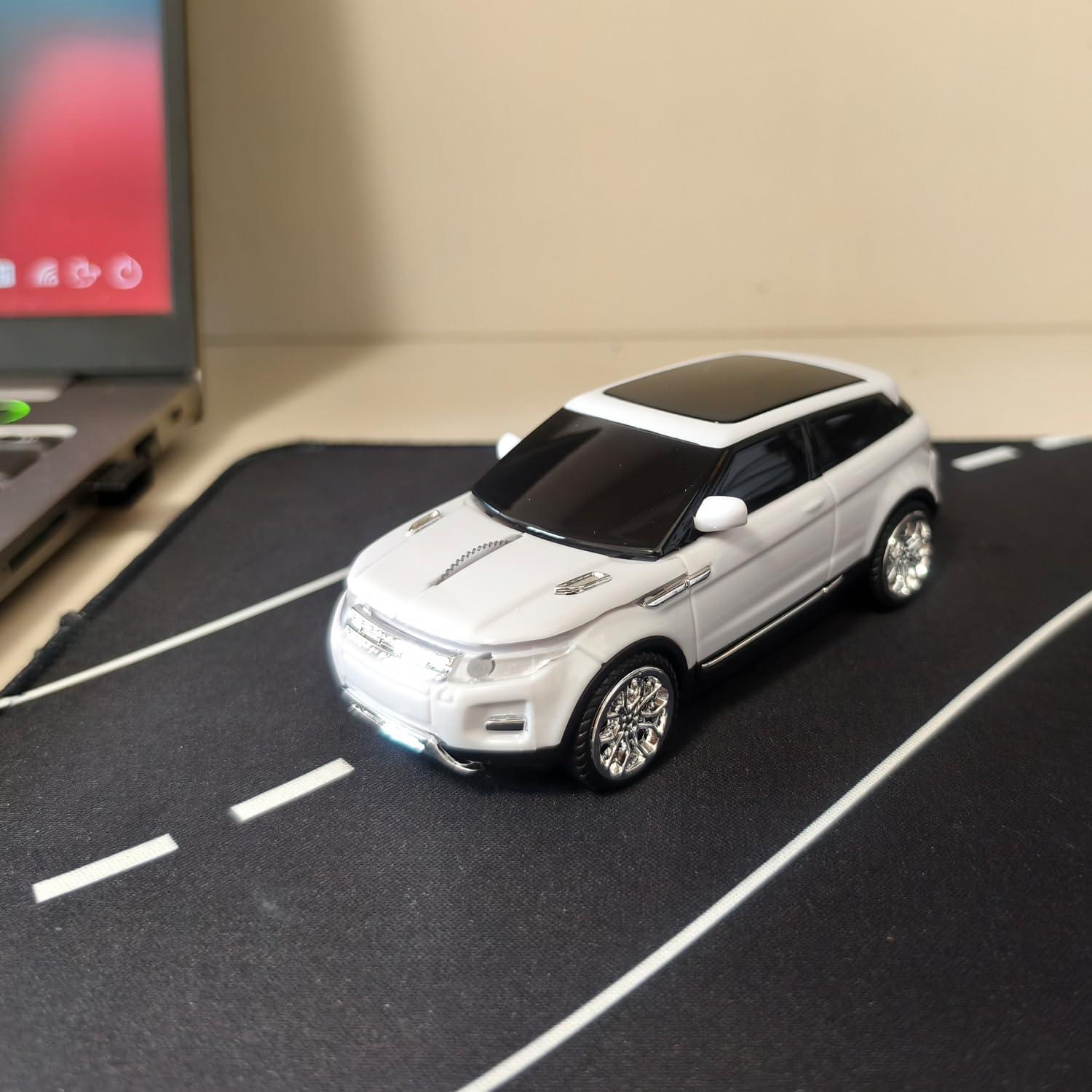 Ratón Inalámbrico USB SUV Deportivo con LED - Blanco