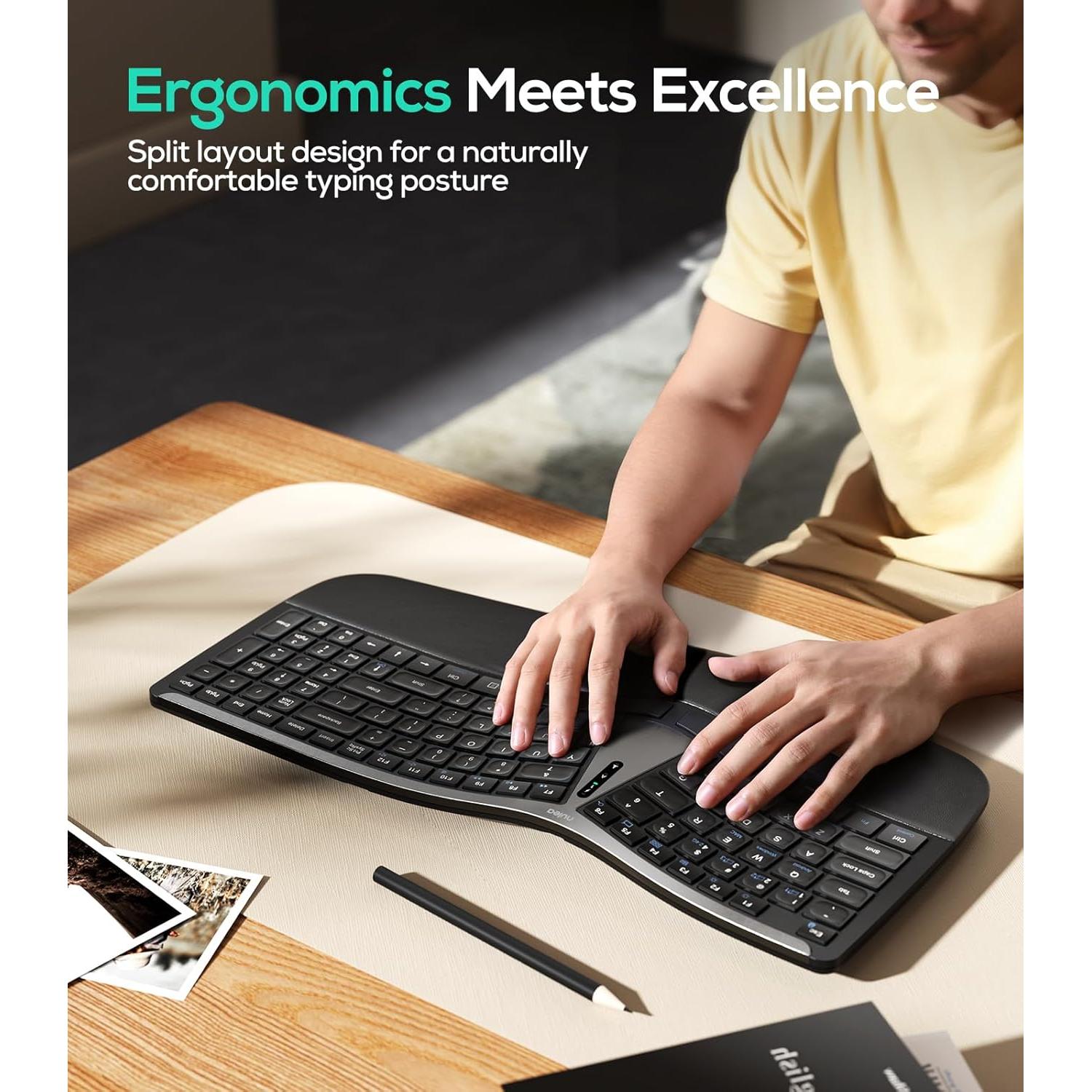 Teclado Ergonómico Inalámbrico Nulea RT07B - Conectividad Bluetooth y USB-C
