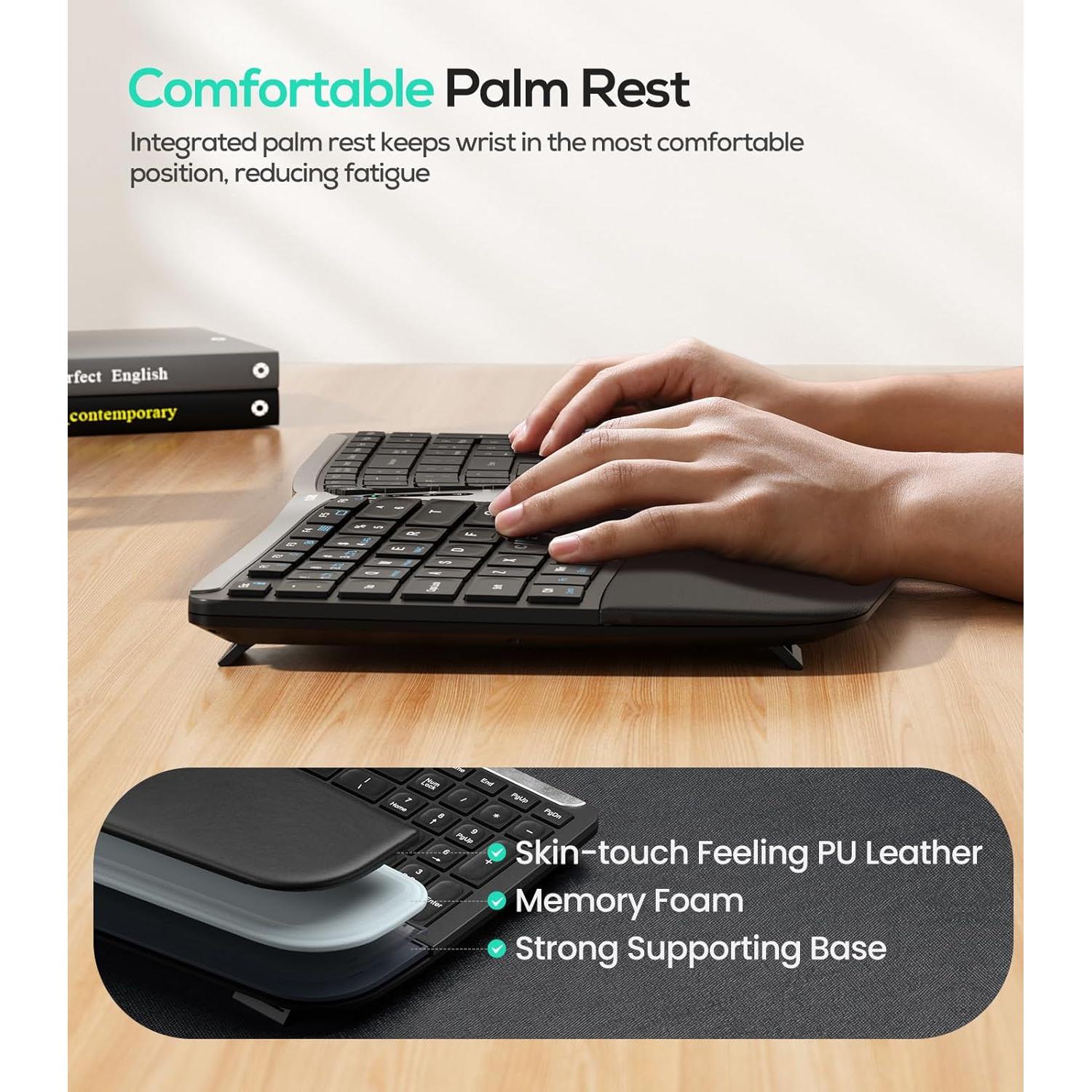 Teclado Ergonómico Inalámbrico Nulea RT07B - Conectividad Bluetooth y USB-C