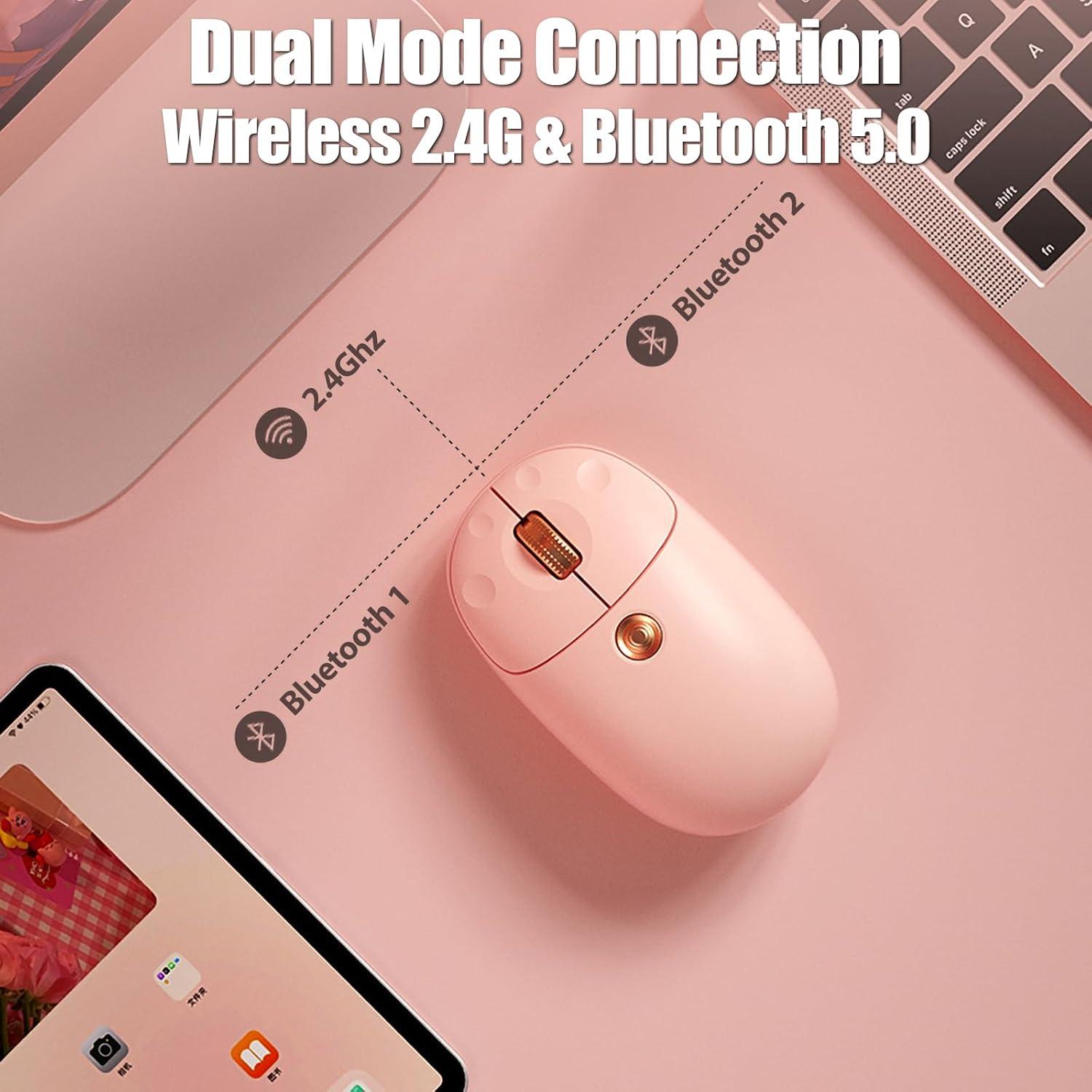 Ratón Inalámbrico TISHLED Kawaii 2.4GHz/Bluetooth 5.0 Silencioso