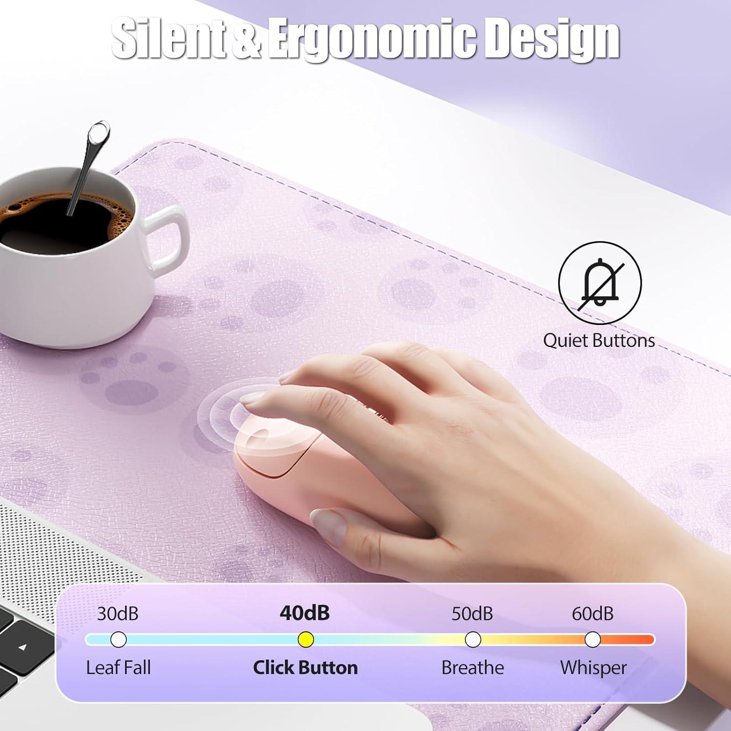 Ratón Inalámbrico TISHLED Kawaii 2.4GHz/Bluetooth 5.0 Silencioso